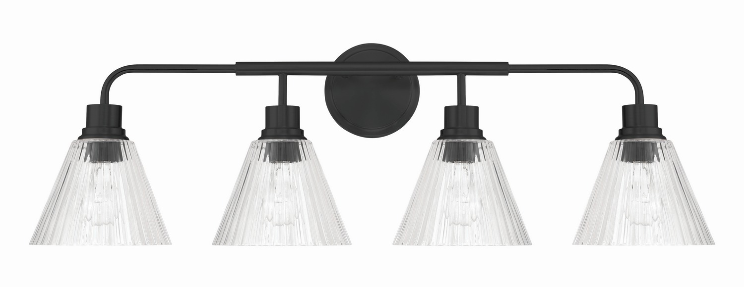 Craftmade 61104-FB Pleated 4 Light 34 inch Flat Black Vanity Light Wall Light