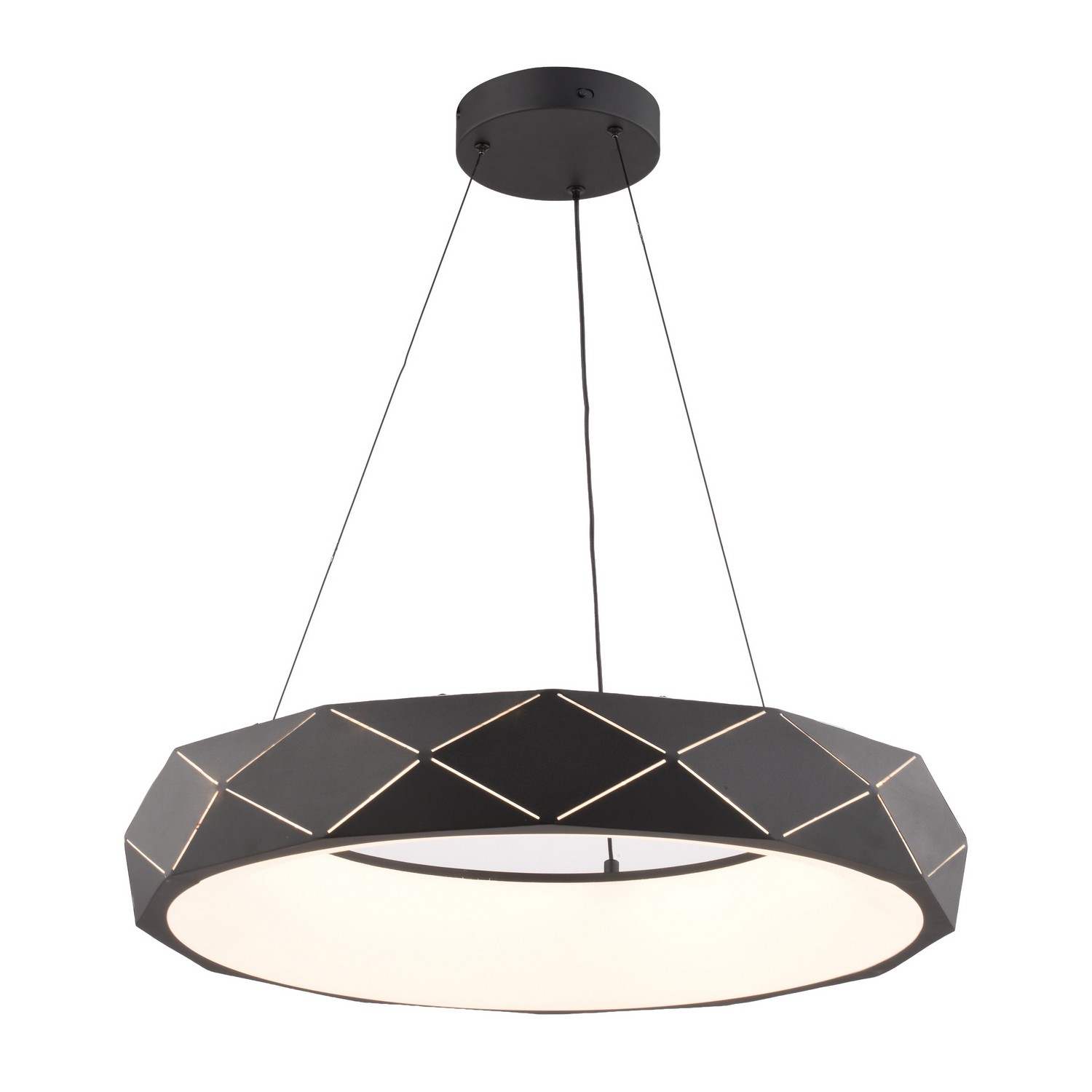 Carmen 1-Light LED Chandelier, Textured Black, Selectable CCT, 23.75-In. Wide