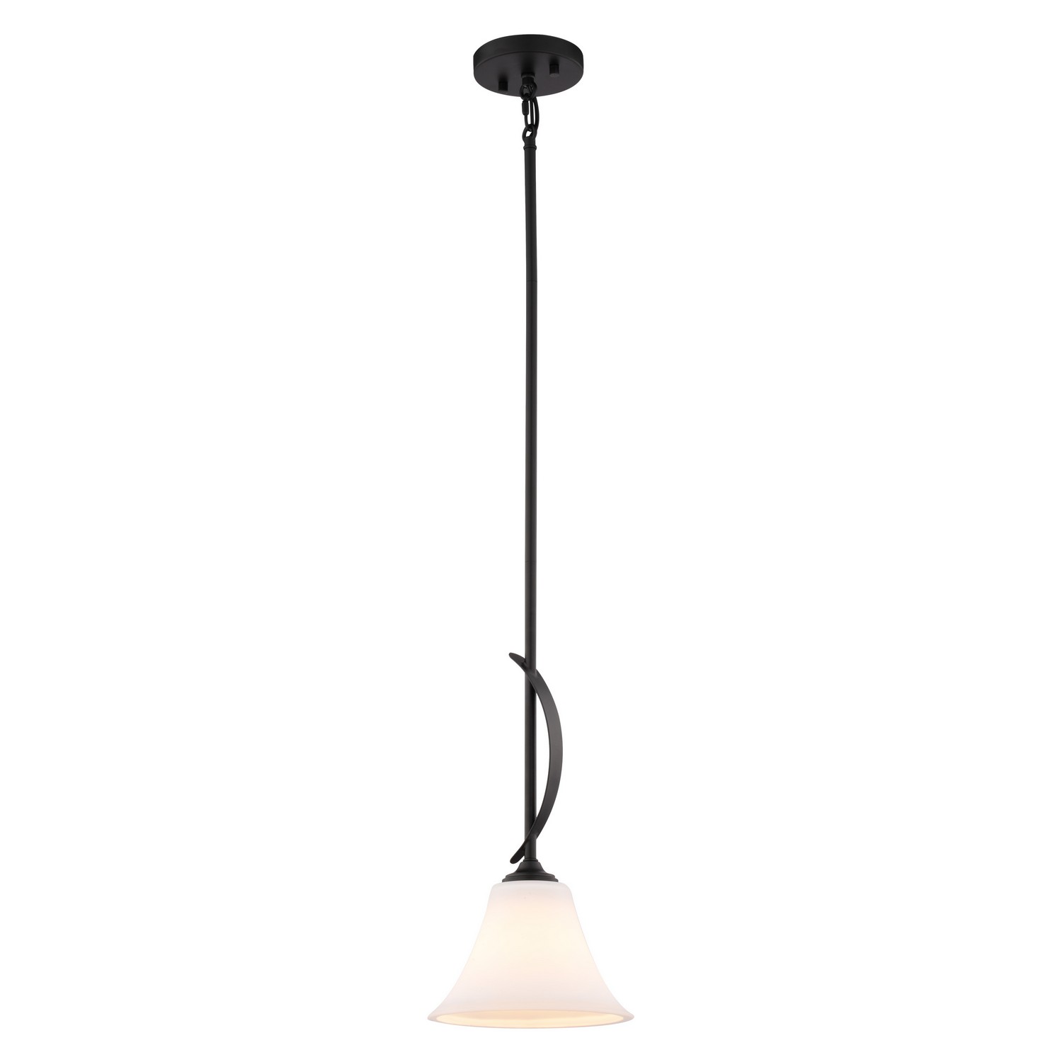 Willowbrook Mini Pendant Light, Matte Black, Frosted White Glass, 8-In. Wide