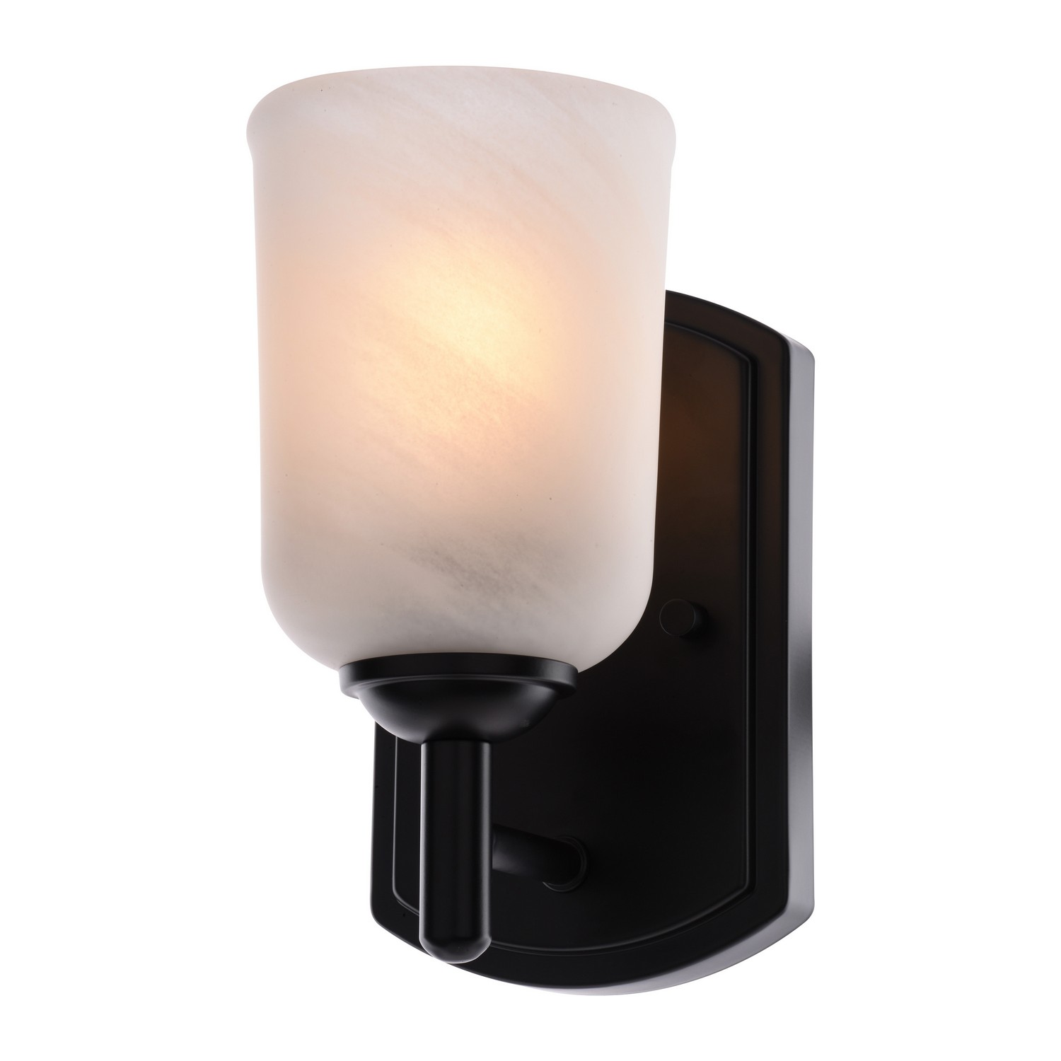 Laurelhurst 1-Light Wall Sconce, Matte Black, White Marble Glass, 4.75-In. Wide