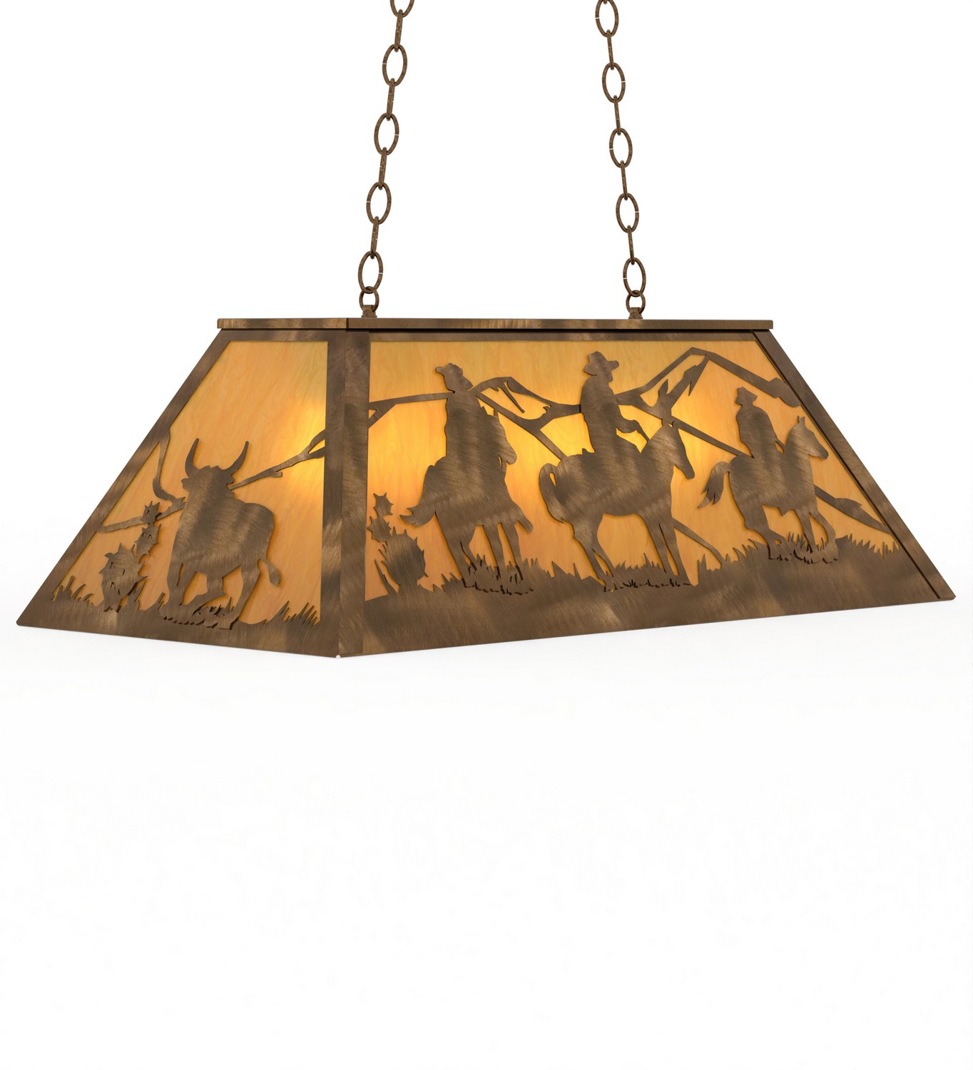 Rustlers Six Light Pendant in Antique Copper