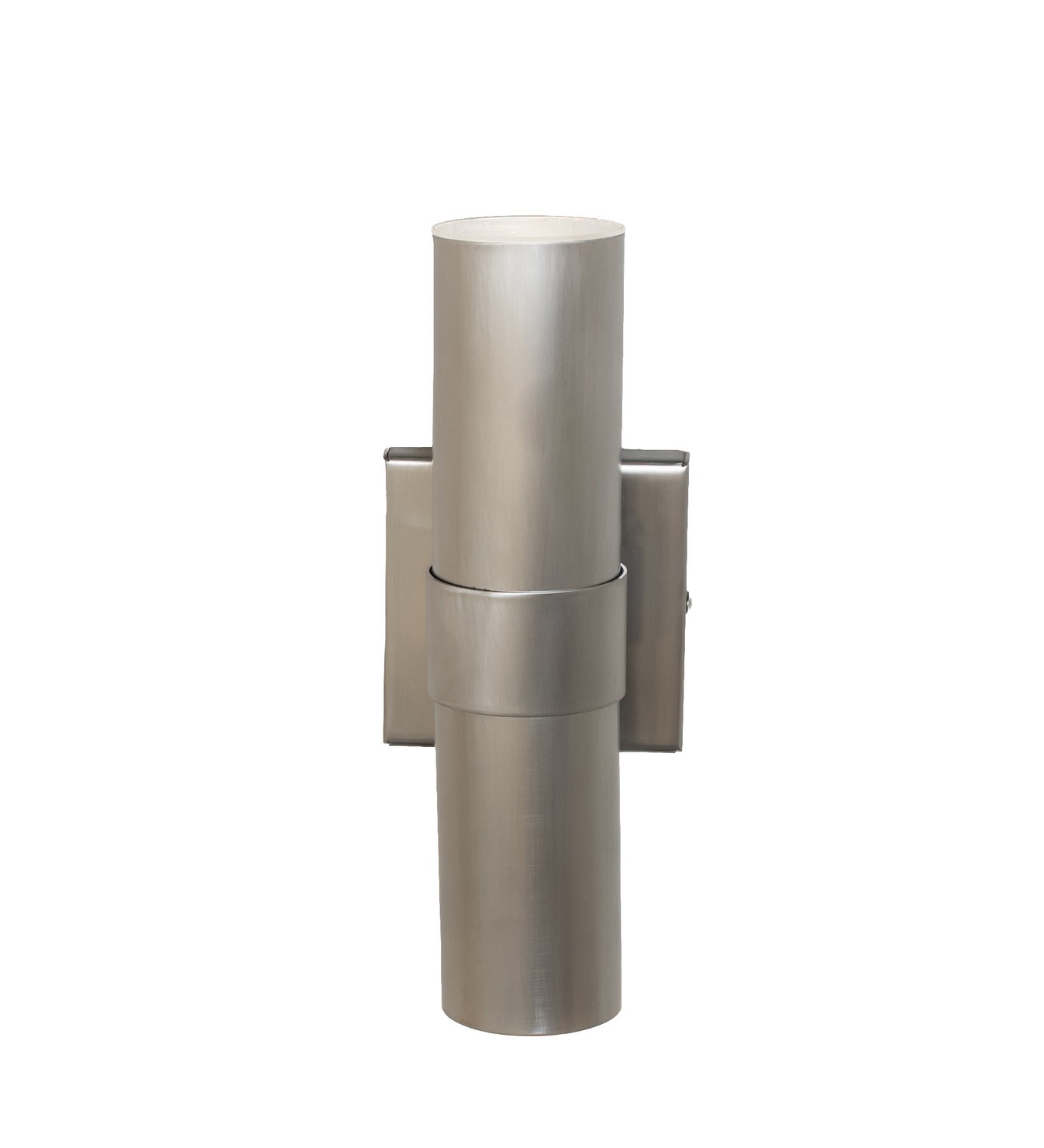 This stunning Brushed Stainless Steel wall fixture features a telescopically shaped frame and hardware. The sleek ADA-Compliant luminaire is enhanced with Crystal Idalight top and bottom diffusers, which are perfect for upward and downlighting in interior and exterior applications. The Cilindro Wall Sconce is included in our American-made, American-designed, handcrafted Modern Lighting Collection and is manufactured in Yorkville, New York. The fixture is UL and cUL listed for dry, damp, and wet locations. Collection: Cilindro Finish: Brushed Stainless Steel Glass: Crystal Idalight Width: 5.00" Height: 12.75" Length: 3.75" Weight: 2.00 lb Number of Bulbs: 2 Maximum Wattage: 9.00 W Bulb Type: MR16 Bulb Base: GU10 Light Source: LED Color Temperature: 3000 K Material: Stainless Steel Country of Origin: USA Safety Rating: Wet LED