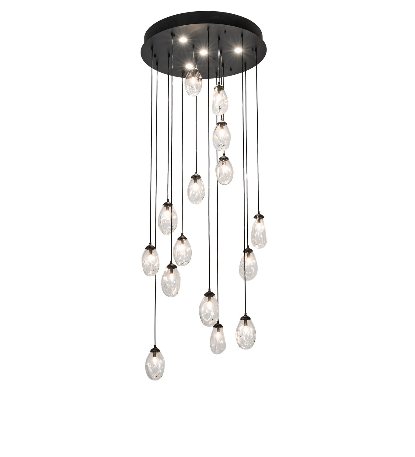 Celine 15 Light Pendant in Black Satin Wrought Iron