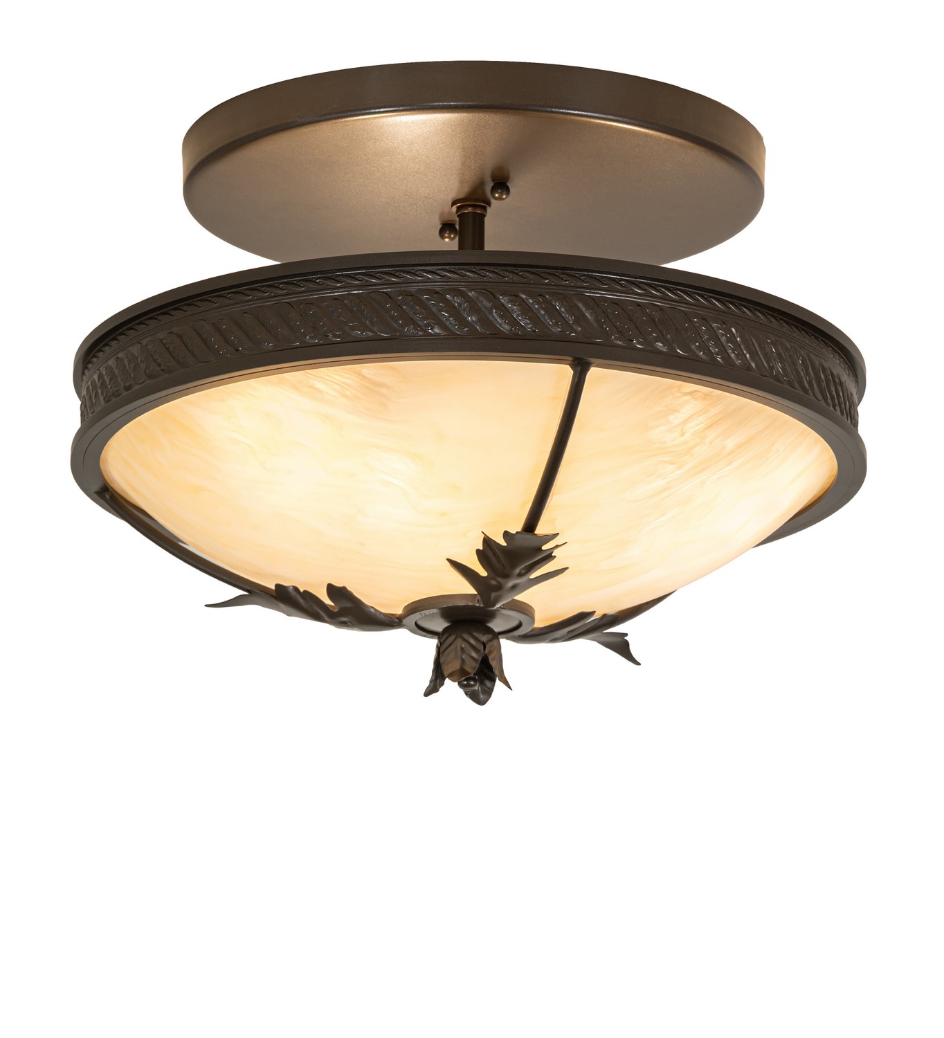 Hoja Three Light Flushmount in Bronze