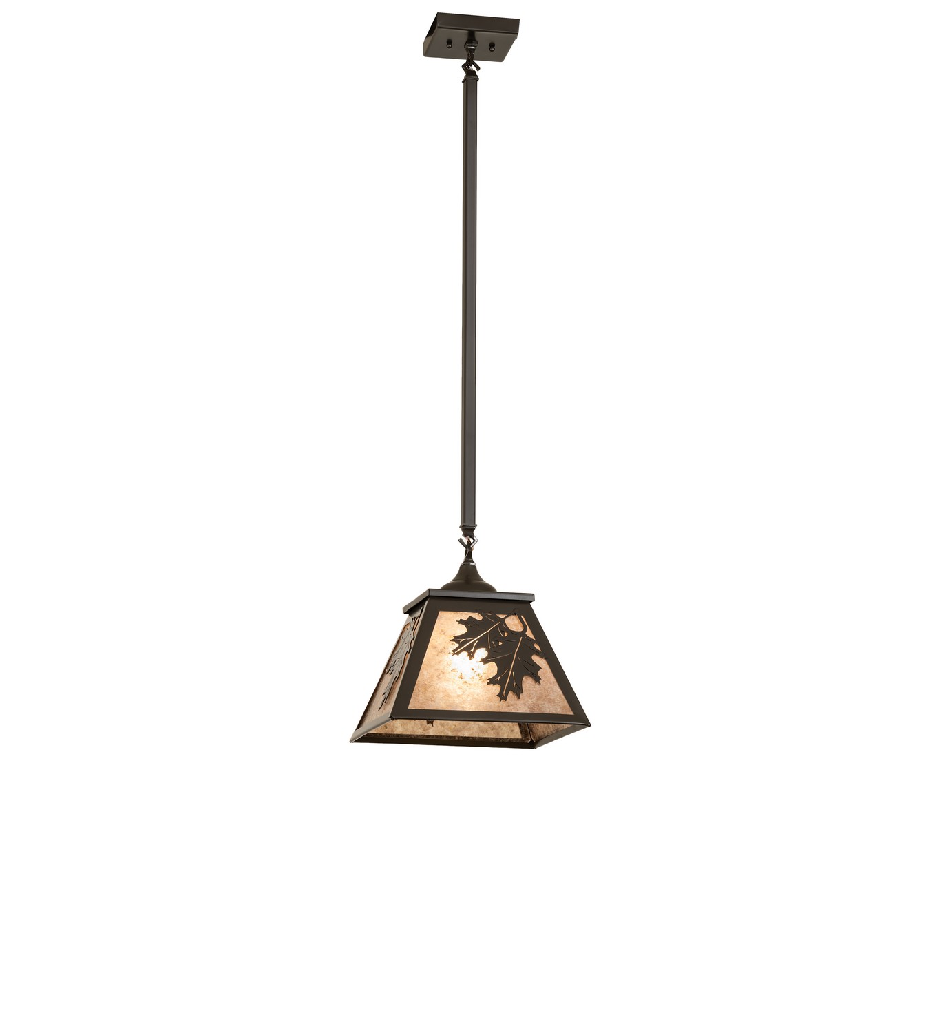 Every Meyda Tiffany item is a unique handcrafted work of art. Natural variations in the wide array of materials that we use to create each Meyda product make every item a masterpiece of its own. Photographs are a general representation of the product. Colors and designs will vary. Collection: Oak Leaf Finish: Timeless Bronze Glass: Silver Mica Width: 17.00" Height: 44.00" Length: 12.00" Weight: 9.00 lb Number of Bulbs: 1 Maximum Wattage: 60.00 W Bulb Type: A19 Bulb Base: E26 Material: Steel Country of Origin: USA Safety Rating: Damp