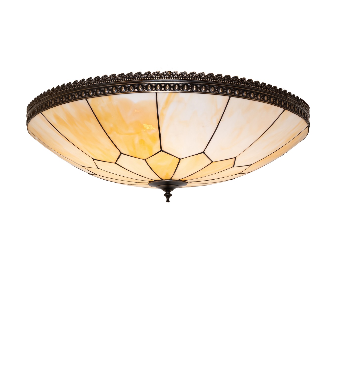 Every Meyda Tiffany item is a unique handcrafted work of art. Natural variations in the wide array of materials that we use to create each Meyda product make every item a masterpiece of its own. Photographs are a general representation of the product. Colors and designs will vary. Collection: Vincent Finish: Hi-Lited Craftsman Brown Oil Rubbed Bronze Glass: Beige Art Glass Width: 30.00" Height: 10.50" Length: 30.00" Weight: 15.50 lb Number of Bulbs: 6 Maximum Wattage: 60.00 W Bulb Type: A19 Bulb Base: E26 Material: Steel Country of Origin: USA Safety Rating: Damp