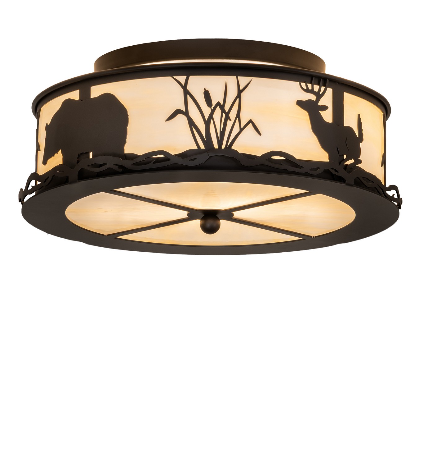 Wildlife At Dawn Two Light Flush Mount in Oil Rubbed Bronze