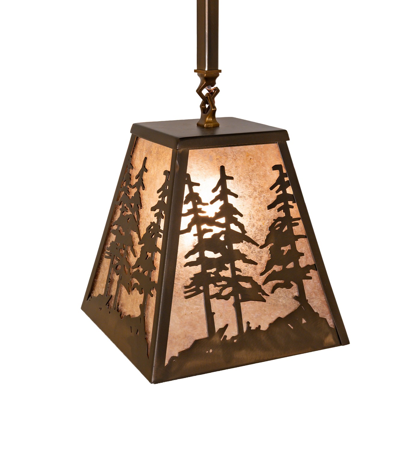 Every Meyda Tiffany item is a unique handcrafted work of art. Natural variations in the wide array of materials that we use to create each Meyda product make every item a masterpiece of its own. Photographs are a general representation of the product. Colors and designs will vary. Collection: Tall Pines Finish: Antique Copper Glass: Silver Mica Width: 13.50" Height: 28.00" Length: 10.00" Number of Bulbs: 1 Maximum Wattage: 60.00 W Bulb Type: A19 Bulb Base: E26 Material: Steel Country of Origin: USA Safety Rating: Damp