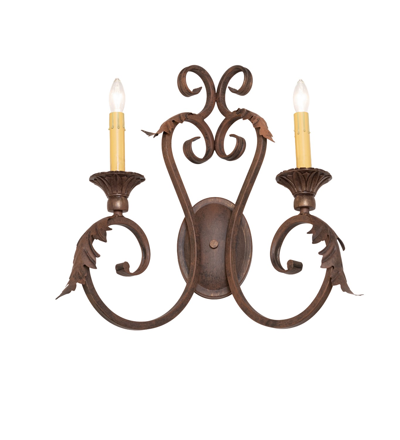 Offering luxurious charm and elegance, Josephine features an exquisite wall sconce design with Acanthus leaf accents in a stunning Cortez Gold finish. The elegant wall fixture reveals sparkling Crystal Accents and Hand-Forged Iron scrollwork. Two Ivory faux candlelights are perched atop floral bobeches, providing beautiful ambient illumination. The wall sconce beautifully accentuates dining areas and entryways in fine homes and restaurants. The Josephine Wall Sconce is included in our American-made, American-designed, handcrafted Traditional Lighting Collection and is manufactured in Yorkville, NY. It is UL and cUL listed for dry and damp locations. Collection: Josephine Finish: Cortez Gold Width: 17.00" Height: 18.00" Length: 9.00" Weight: 4.50 lb Number of Bulbs: 2 Maximum Wattage: 60.00 W Bulb Type: BA9 Bulb Base: E12 Material: Steel Country of Origin: USA Safety Rating: Damp