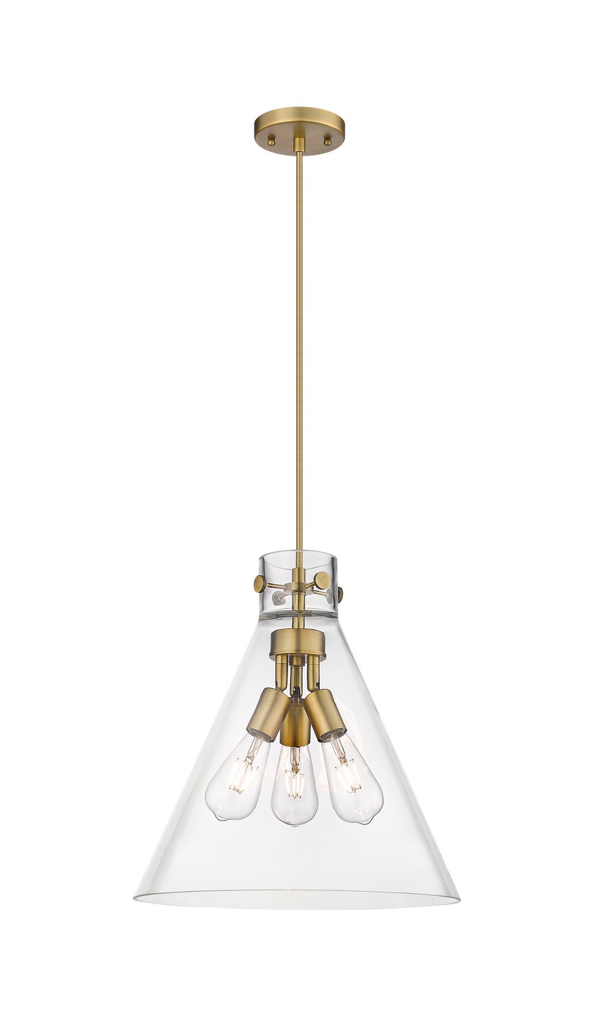Three Light Pendant by Innovations - Downtown Urban Collection, Brushed Brass Finish - 410-3PL-BB-G411-14CL