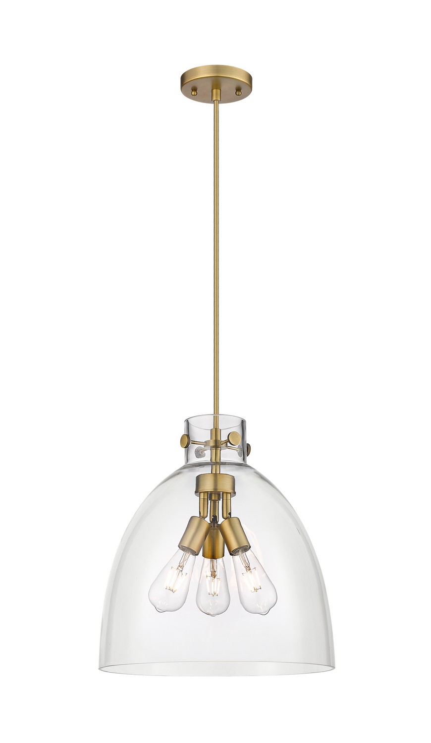 Three Light Pendant by Innovations - Downtown Urban Collection, Brushed Brass Finish - 410-3PL-BB-G412-14CL