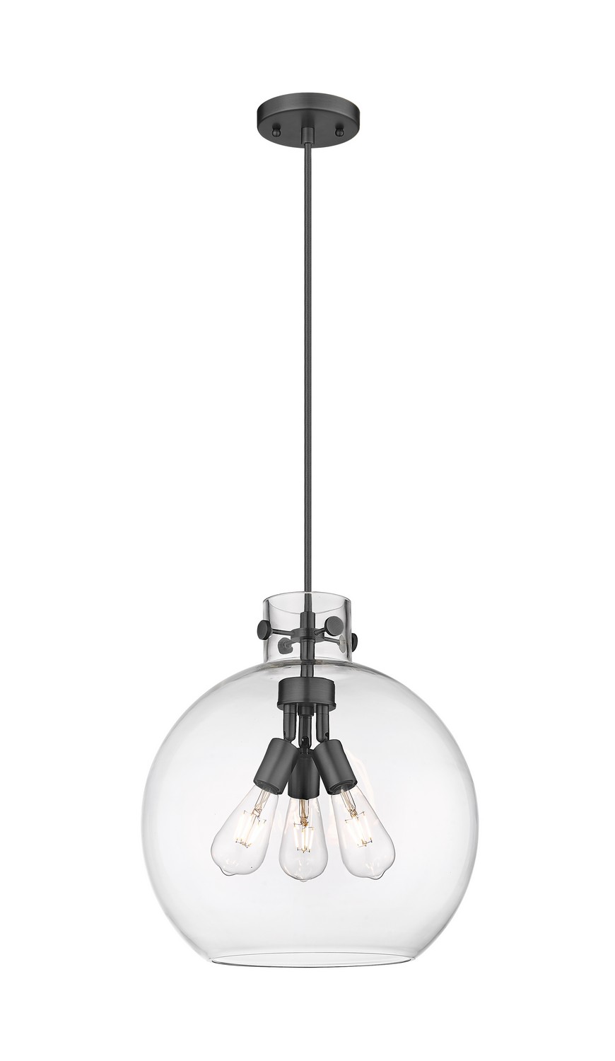 Three Light Pendant by Innovations - Downtown Urban Collection, Matte Black Finish - 410-3PL-BK-G410-14CL