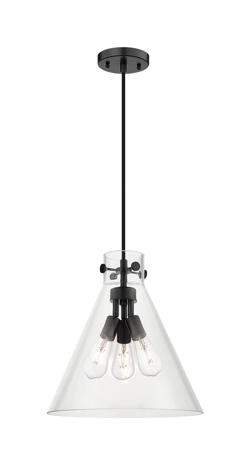 Three Light Pendant by Innovations - Downtown Urban Collection, Matte Black Finish - 410-3PL-BK-G411-14CL
