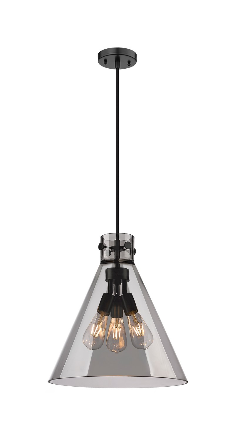 Three Light Pendant by Innovations - Downtown Urban Collection, Matte Black Finish - 410-3PL-BK-G411-14SM