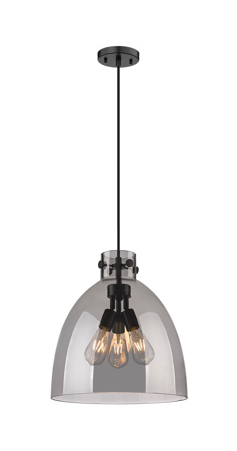 Three Light Pendant by Innovations - Downtown Urban Collection, Matte Black Finish - 410-3PL-BK-G412-14SM