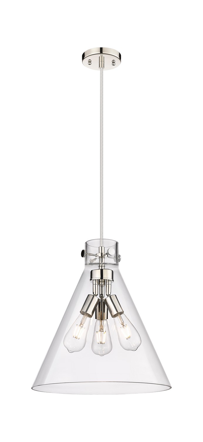 Three Light Pendant by Innovations - Downtown Urban Collection, Polished Nickel Finish - 410-3PL-PN-G411-14CL