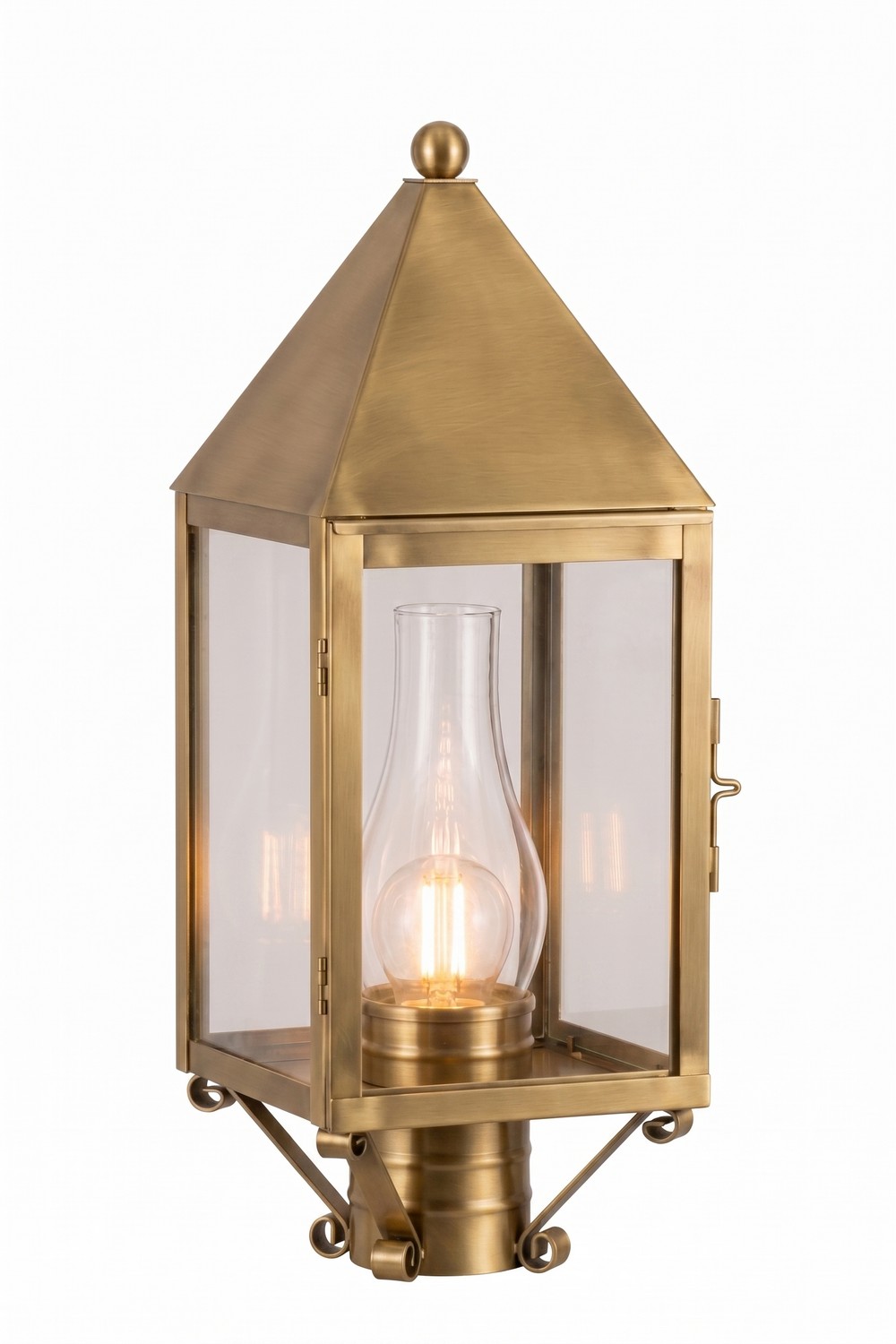One Light Post Lantern by Innovations - Ashford Collection, Antique Brass Finish - 9520-AB-CL-C