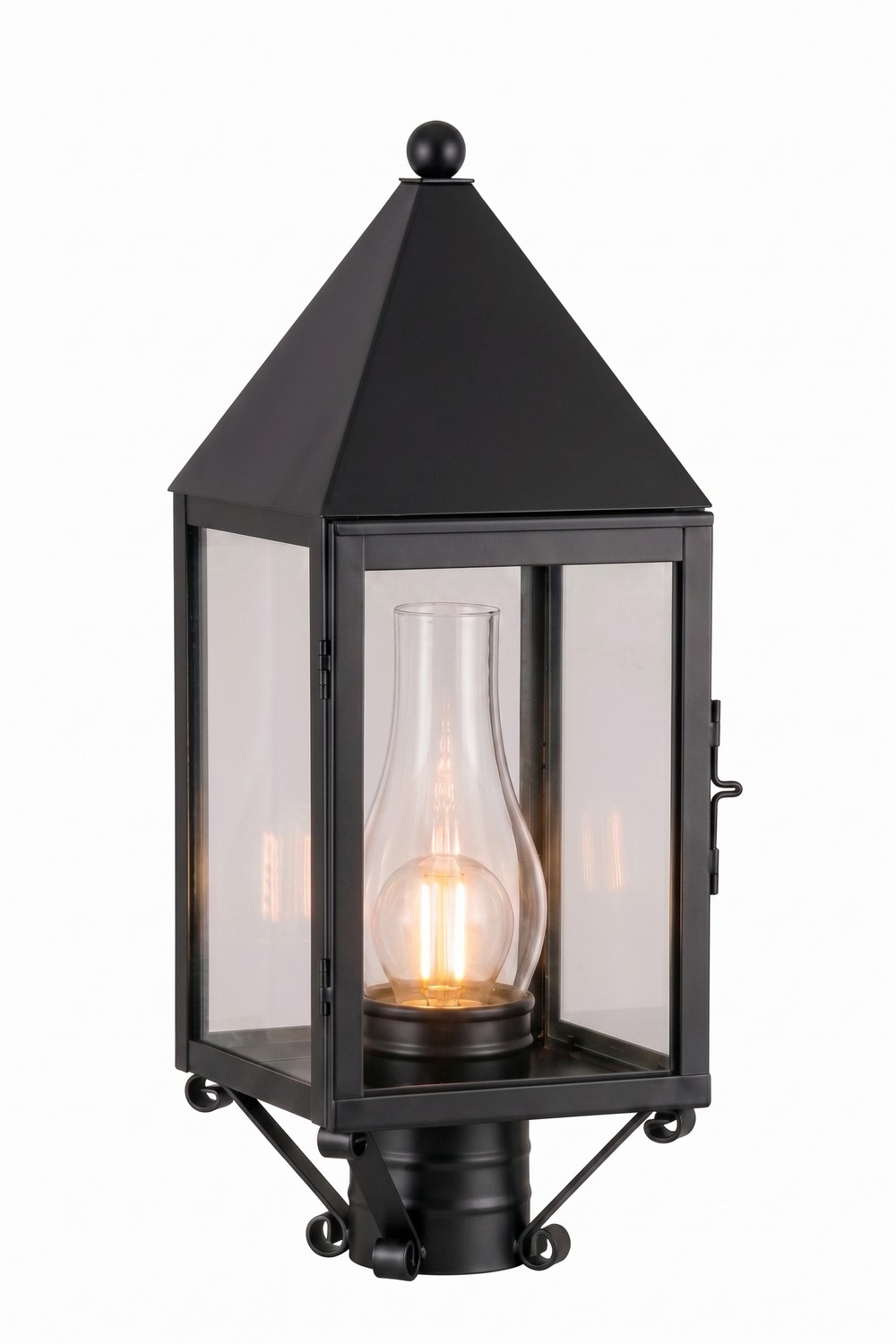 One Light Post Lantern by Innovations - Ashford Collection, Matte Black Finish - 9520-BK-CL-C