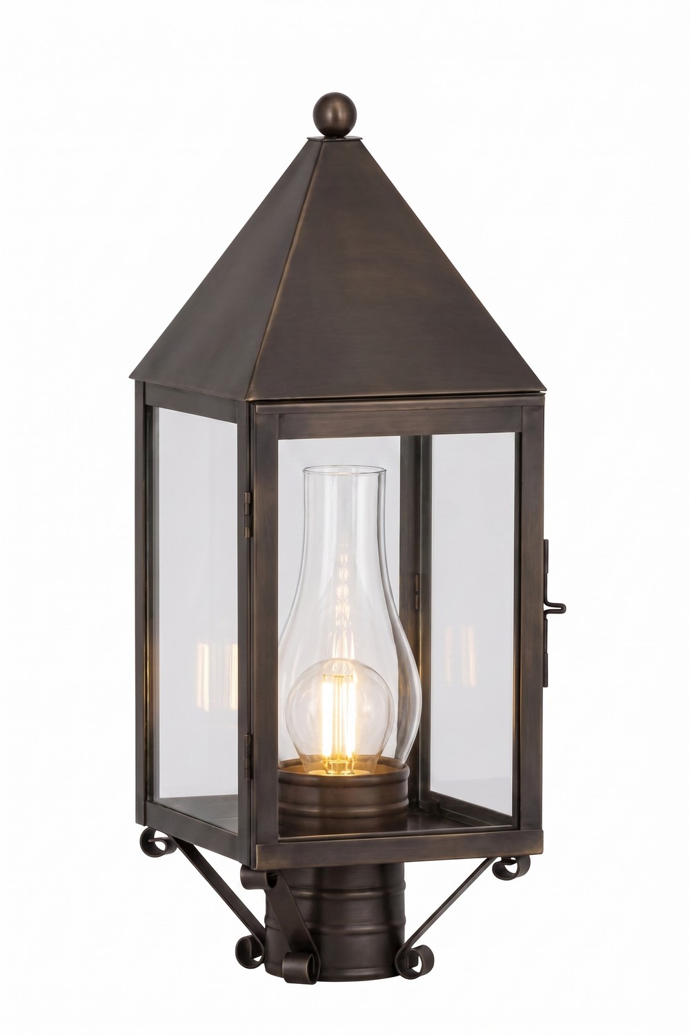 One Light Post Lantern by Innovations - Ashford Collection, Dark Brass Finish - 9520-DB-CL-C