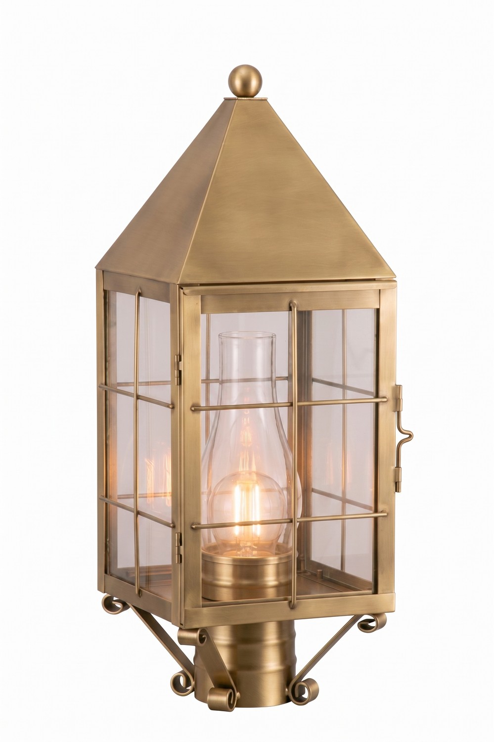 One Light Post Lantern by Innovations - Ashford Collection, Antique Brass Finish - 9520-H-AB-CL-C