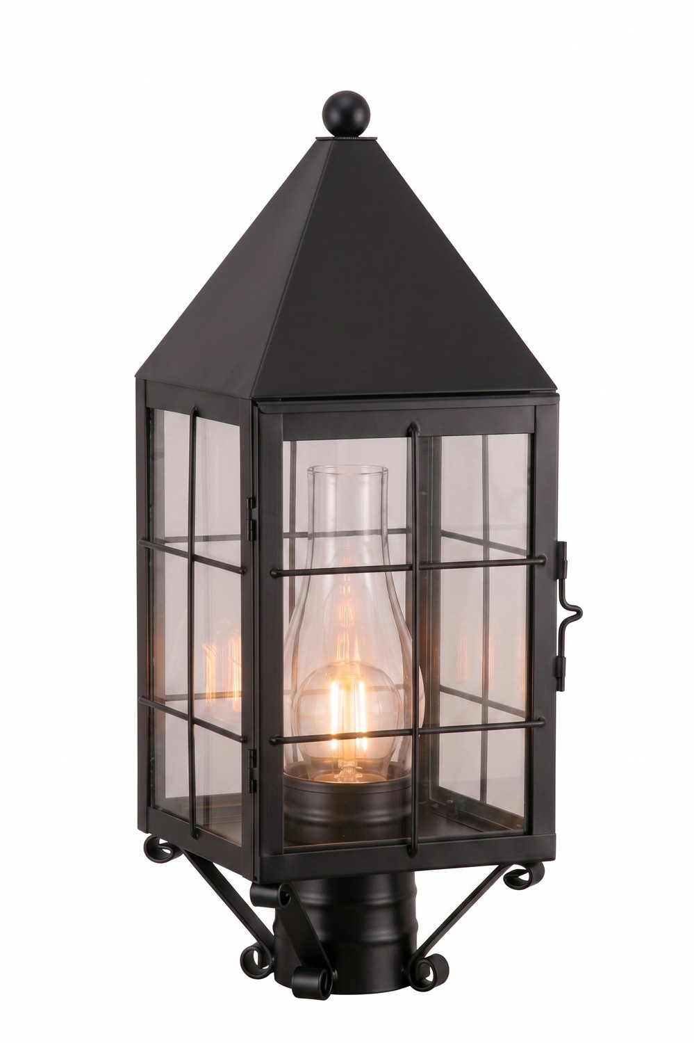 One Light Post Lantern by Innovations - Ashford Collection, Matte Black Finish - 9520-H-BK-CL-C