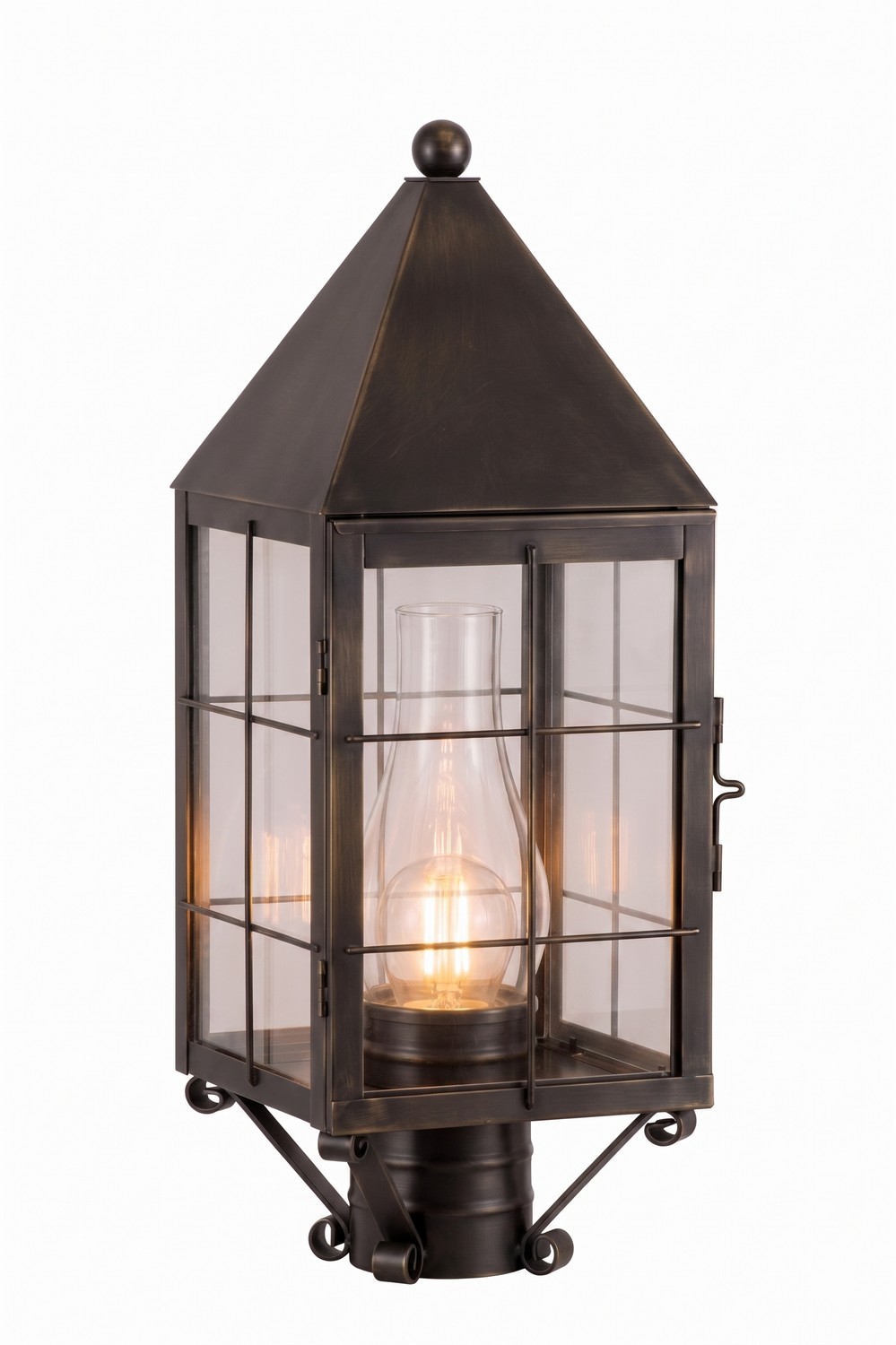 One Light Post Lantern by Innovations - Ashford Collection, Dark Brass Finish - 9520-H-DB-CL-C