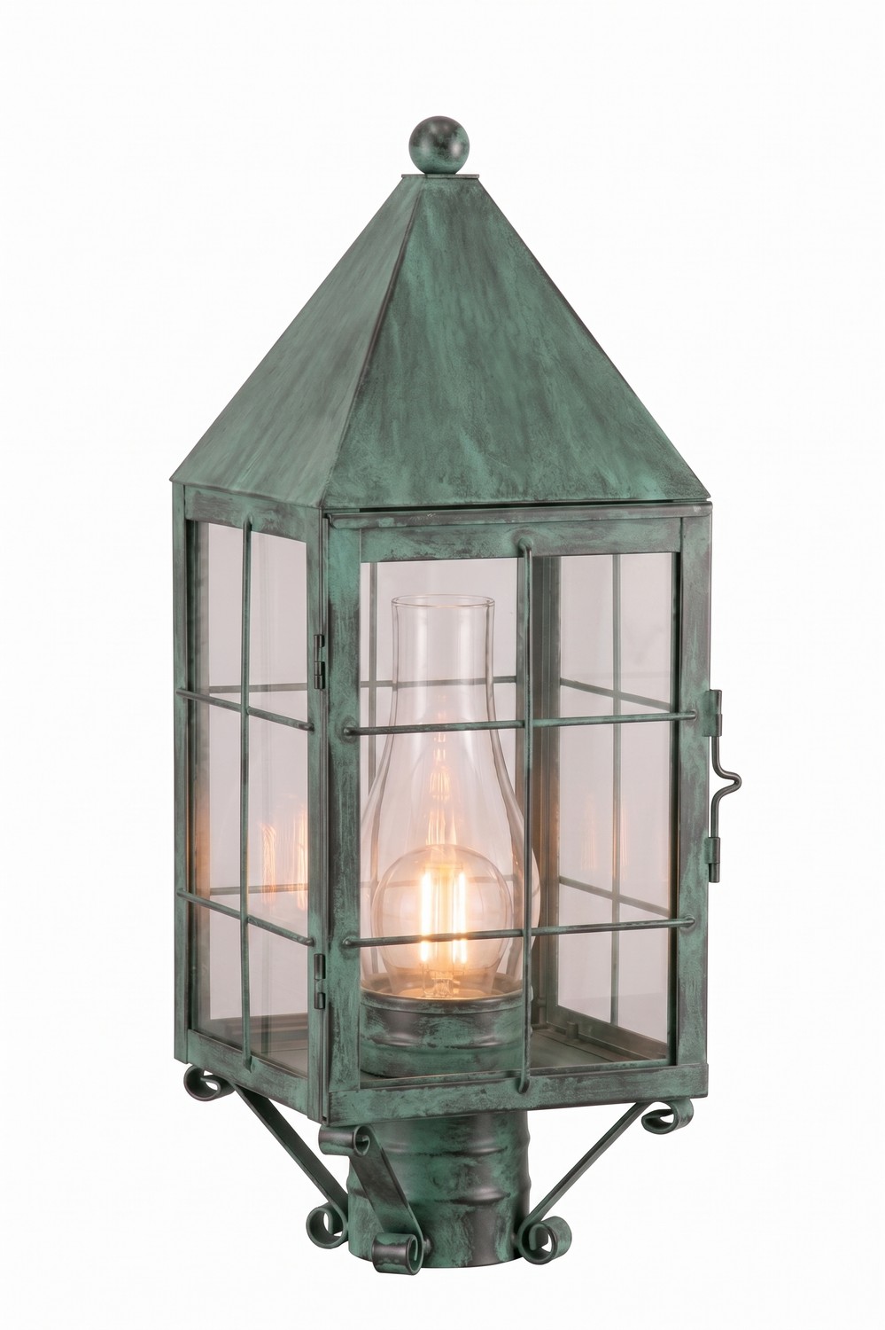 One Light Post Lantern by Innovations - Ashford Collection, Verde Green Finish - 9520-H-VG-CL-C