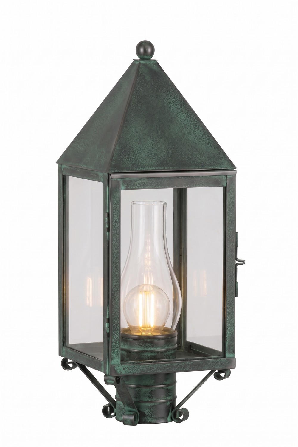 One Light Post Lantern by Innovations - Ashford Collection, Verde Green Finish - 9520-VG-CL-C