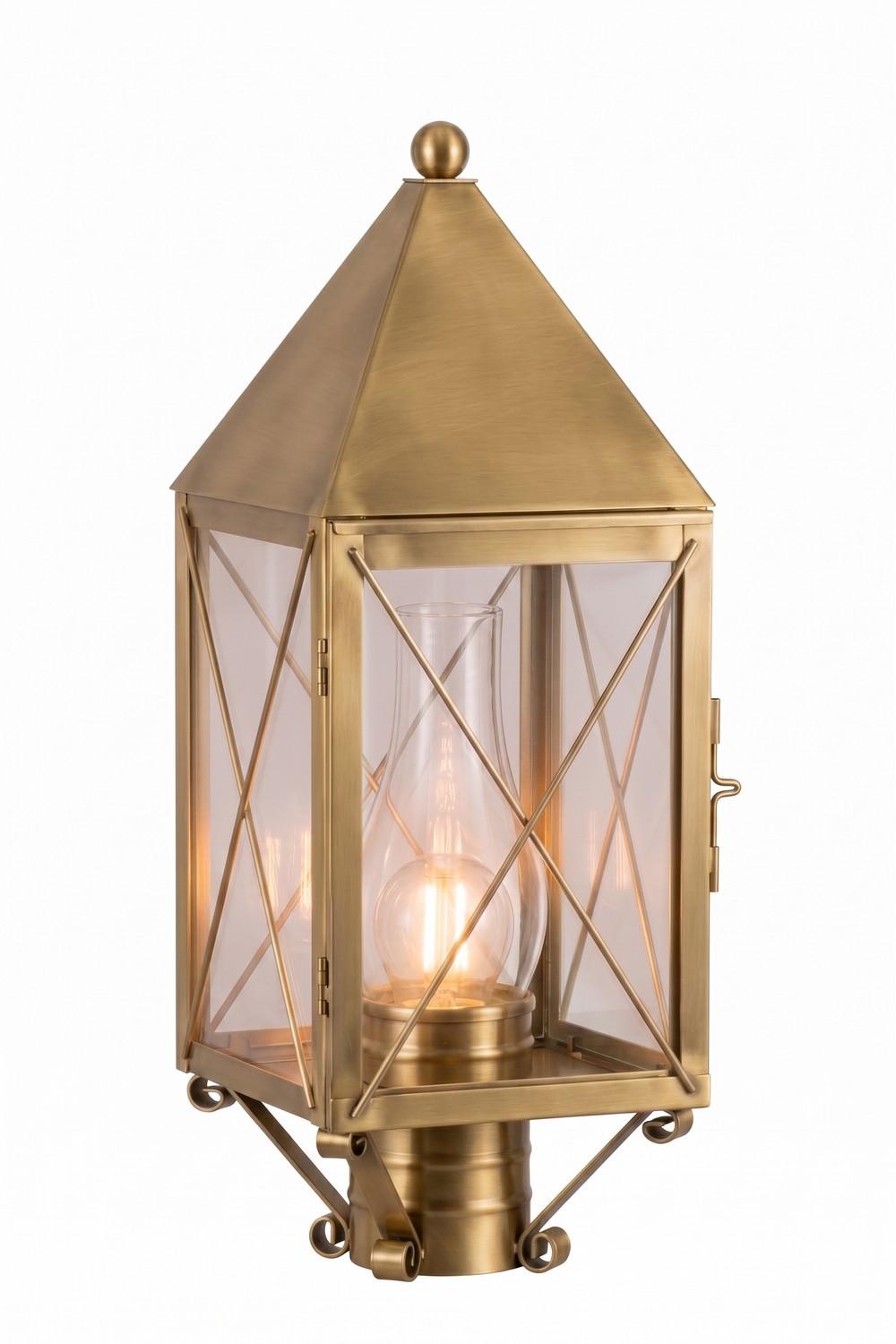 One Light Post Lantern by Innovations - Ashford Collection, Antique Brass Finish - 9520-X-AB-CL-C