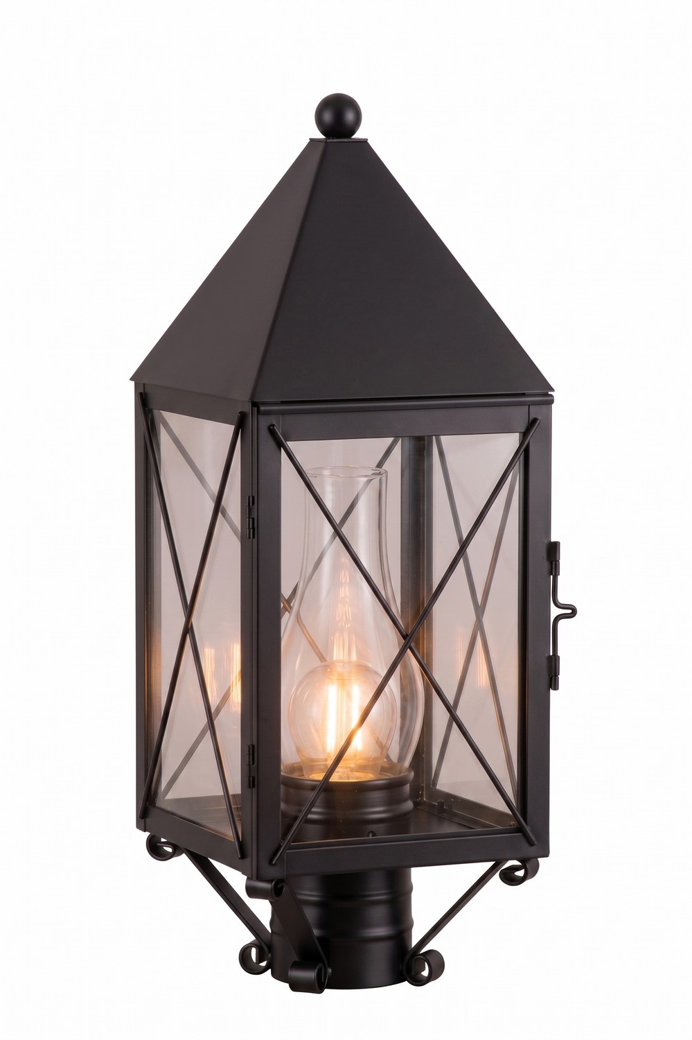 One Light Post Lantern by Innovations - Ashford Collection, Matte Black Finish - 9520-X-BK-CL-C