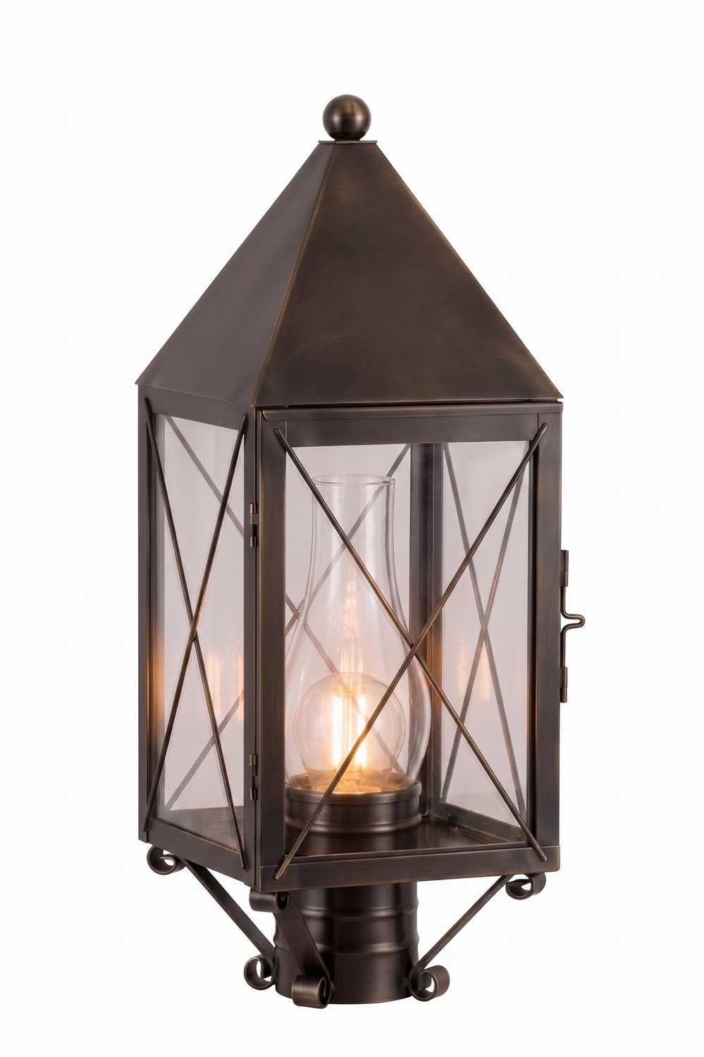 One Light Post Lantern by Innovations - Ashford Collection, Dark Brass Finish - 9520-X-DB-CL-C