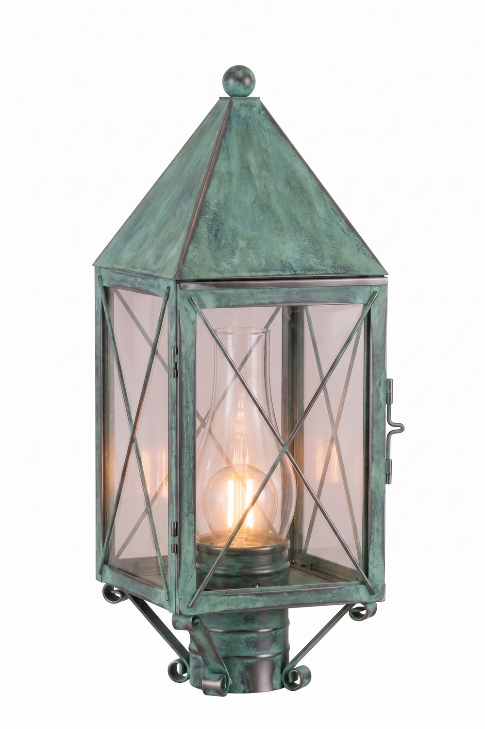 One Light Post Lantern by Innovations - Ashford Collection, Verde Green Finish - 9520-X-VG-CL-C