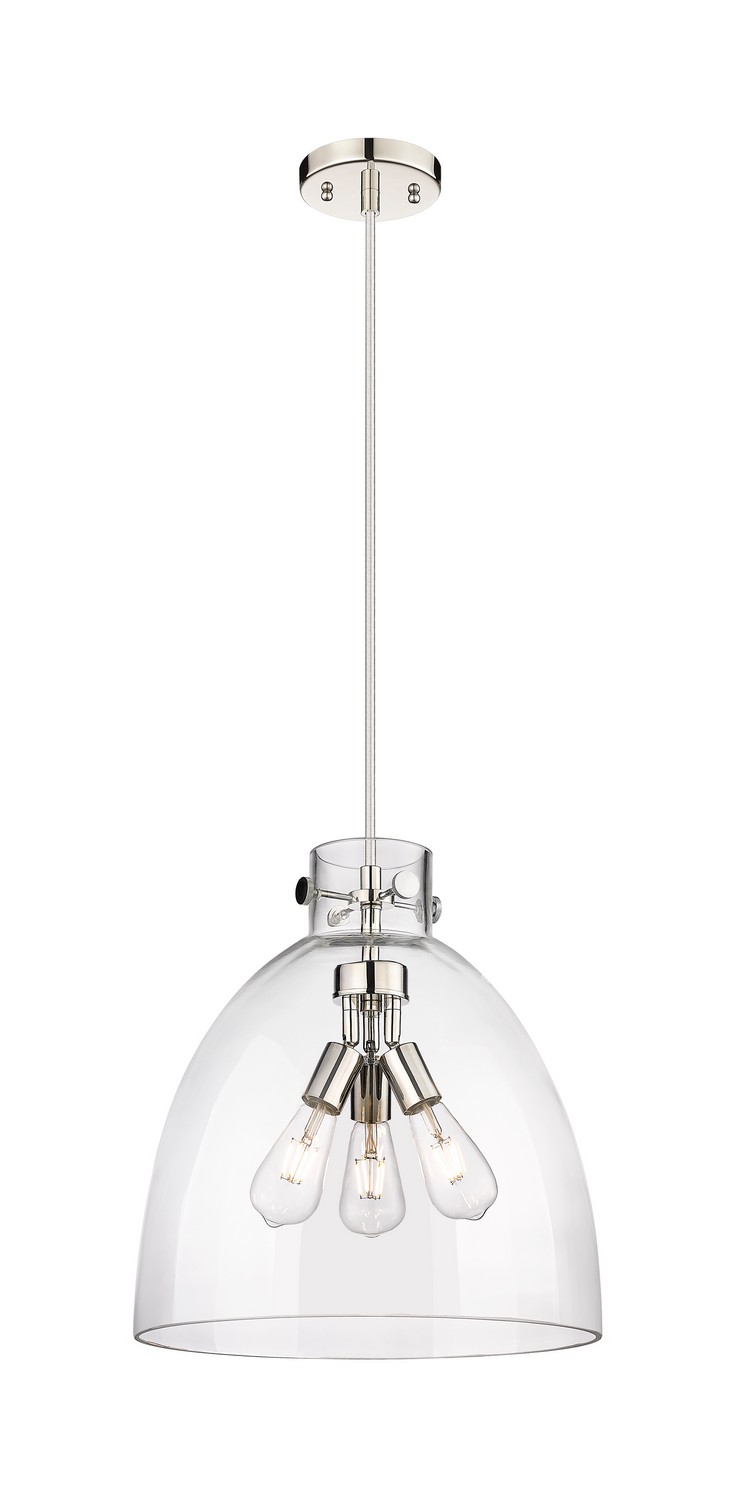 Three Light Pendant by Innovations - Downtown Urban Collection, Polished Nickel Finish - 410-3PL-PN-G412-14CL