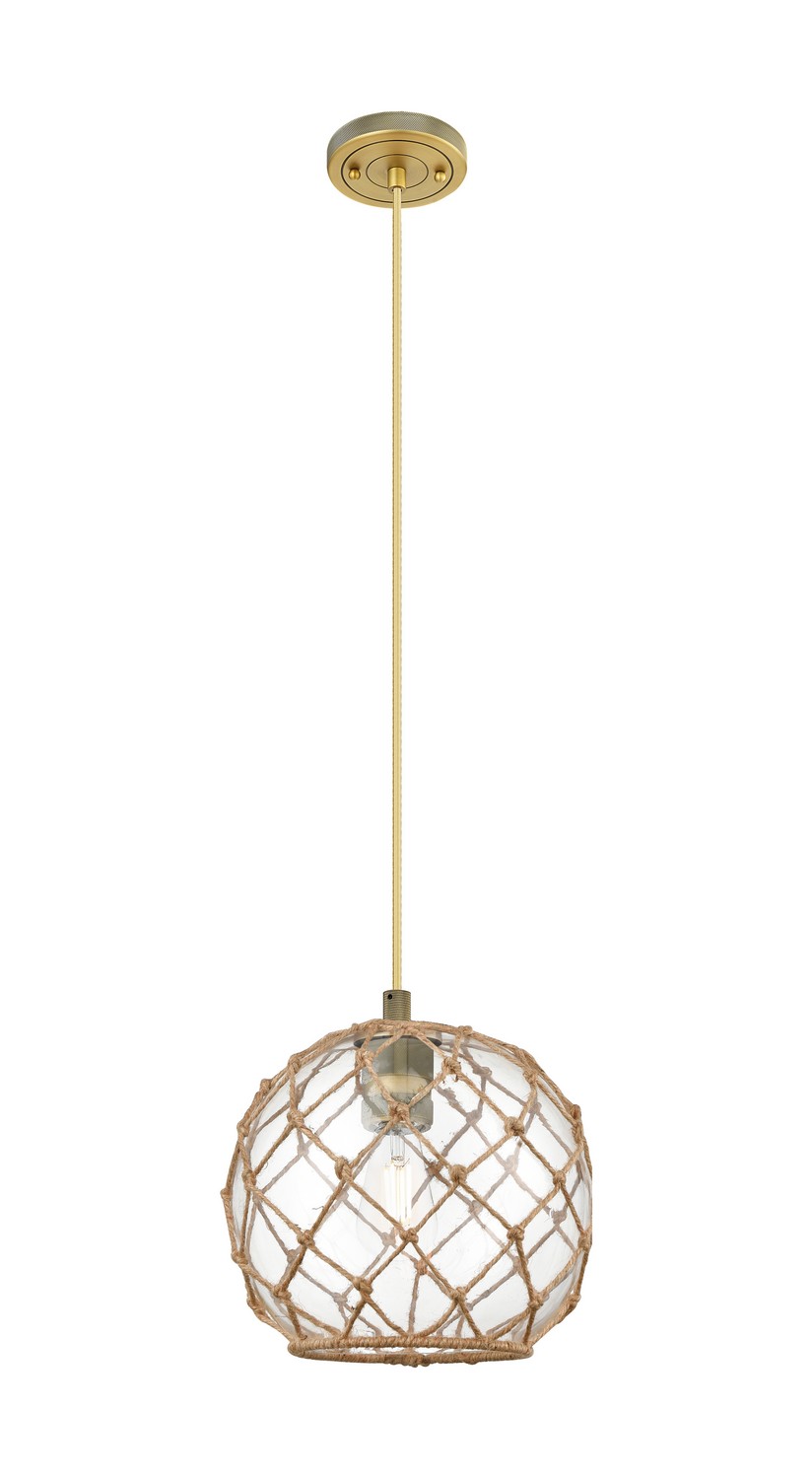 One Light Pendant by Innovations - Downtown Urban Collection, Brushed Brass Finish - 434-1P-BB-G122-10RB