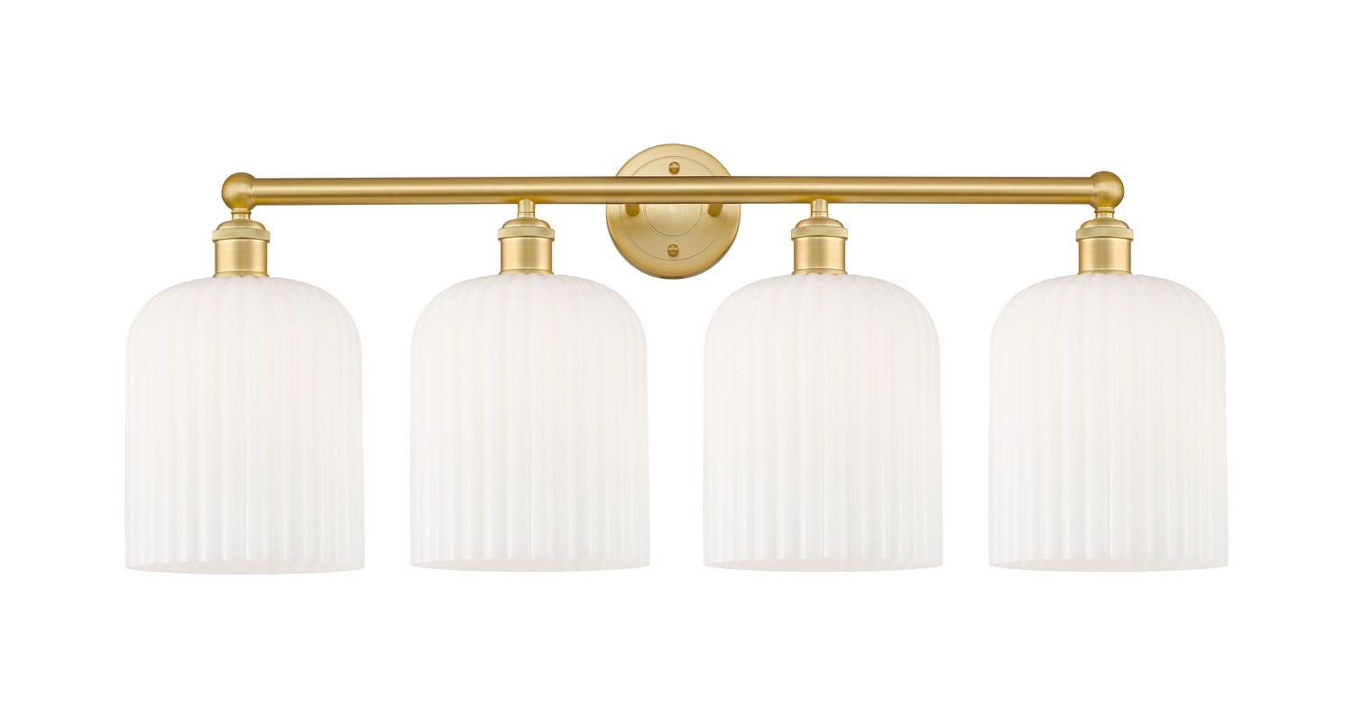 Four Light Bath Vanity by Innovations - Edison Collection, Satin Gold Finish - 616-4W-SG-G559-8GWH
