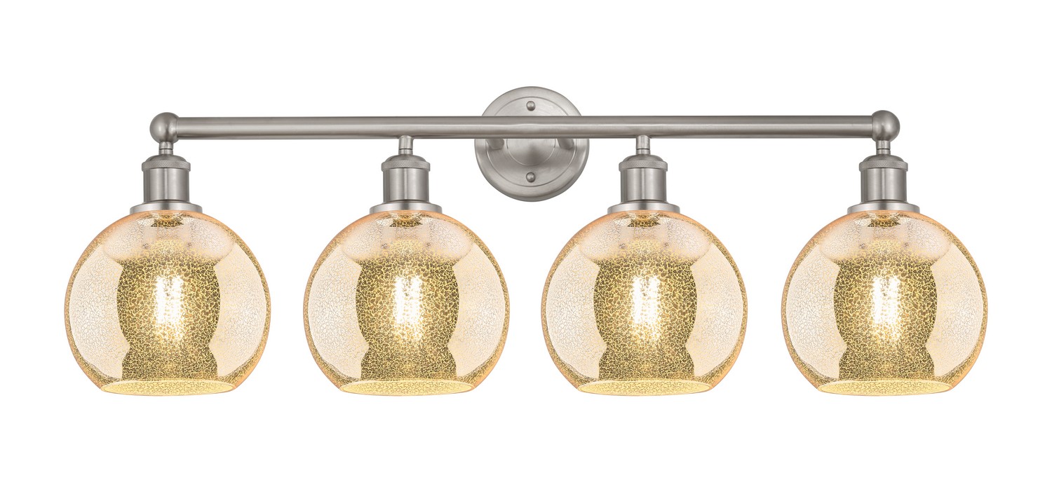 Four Light Bath Vanity by Innovations - Edison Collection, Satin Nickel Finish - 616-4W-SN-G128-8