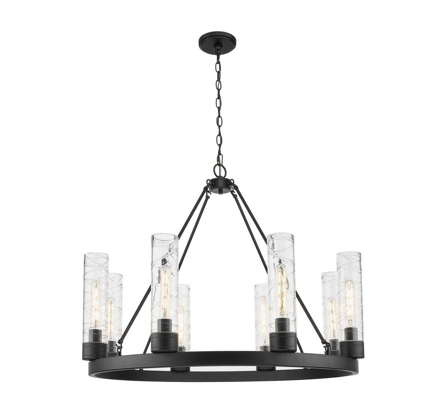 Eight Light Chandelier by Innovations - Downtown Urban Collection, Matte Black Finish - 617-8CR-BK-G617-11DE