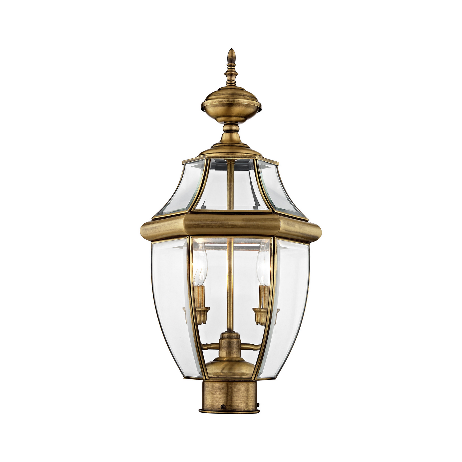Photos - Chandelier / Lamp Livex Antique Brass Two Light Outdoor Post Lantern from the Monterey Collection 2254-01