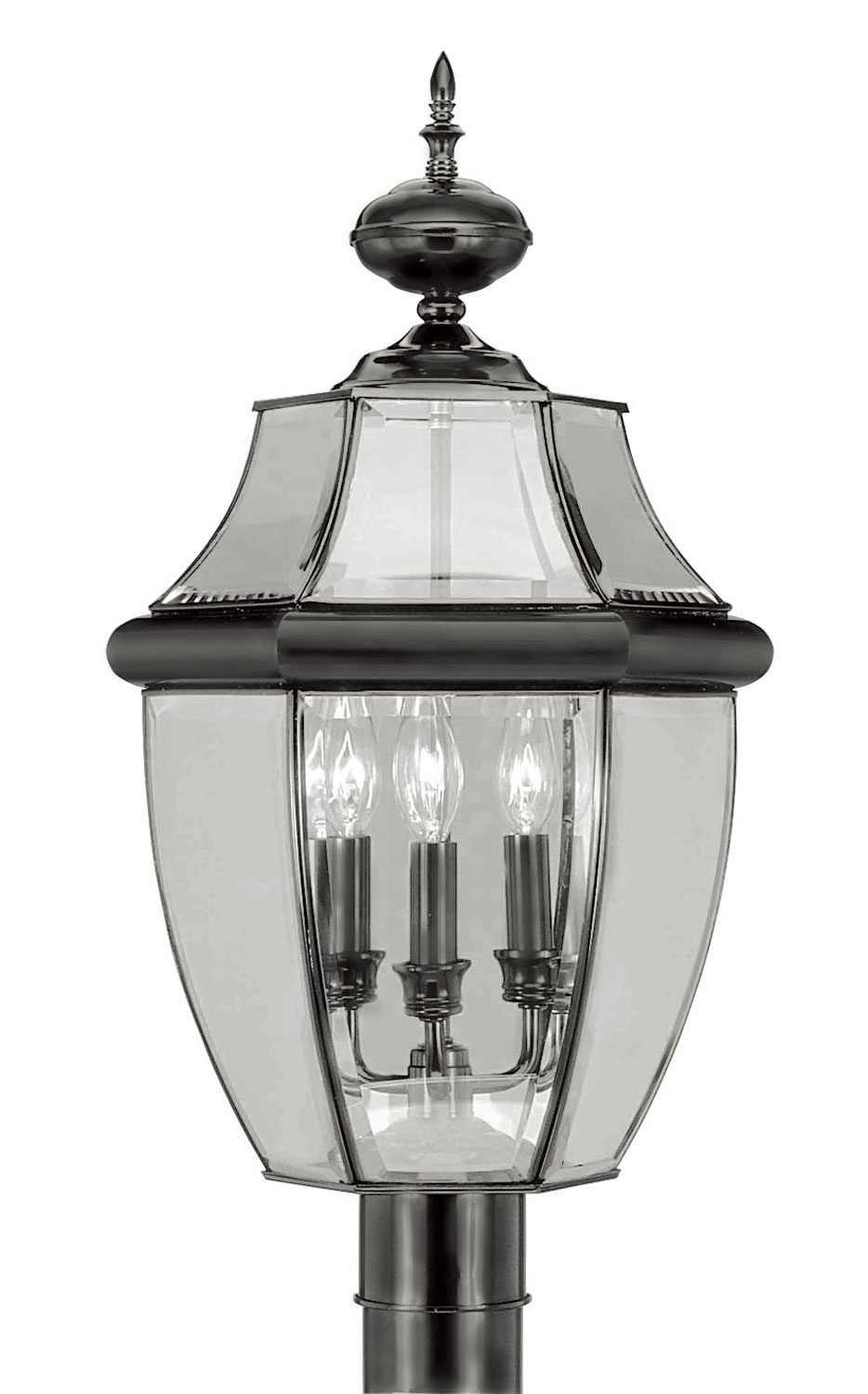 Photos - Chandelier / Lamp Livex Black Three Light Post-Top Lanterm from the Monterey Collection 2354-04
