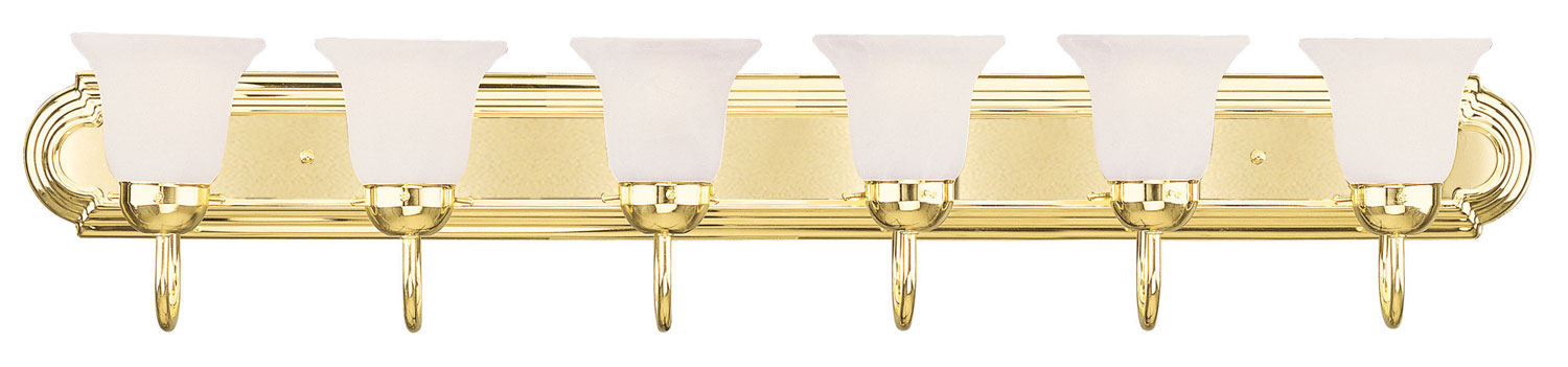 Photos - Chandelier / Lamp Riviera Livex Polished Brass Six Light Bath Vanity from the Rivera Collection 1076-02