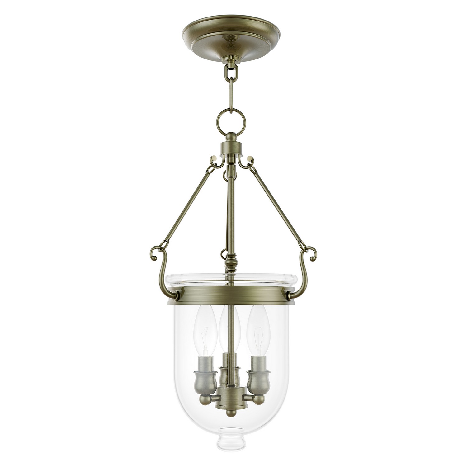Photos - Chandelier / Lamp Jefferson Livex Antique Brass Three Light Pendant from the  Collection 5063-01 