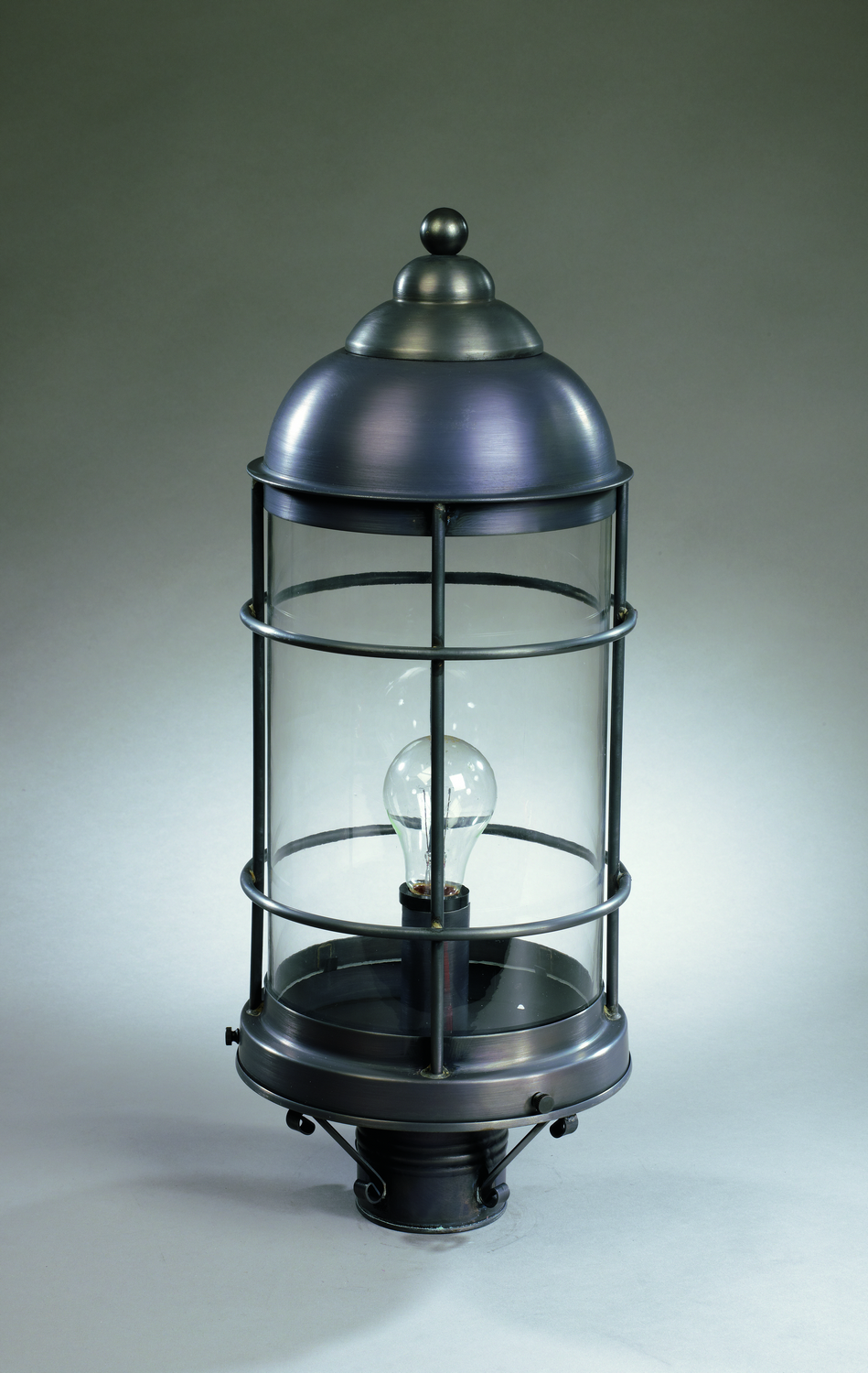 Northeast Lantern Nautical One Light Post Mount in Dark Brass - 3533-DB-MED-CLR