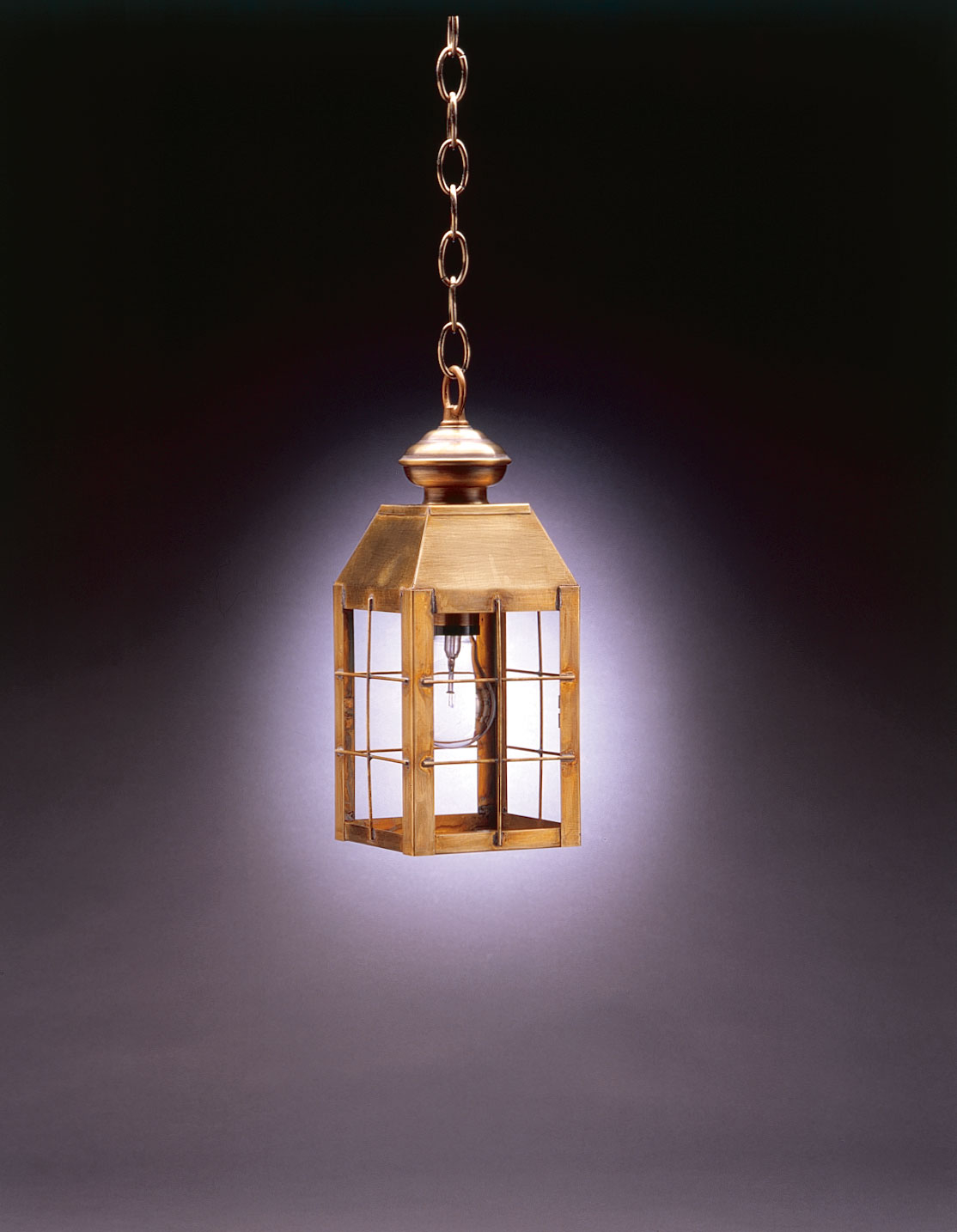 Northeast Lantern Woodcliffe One Light Hanging Lantern in Antique Brass - 8312-AB-MED-CLR