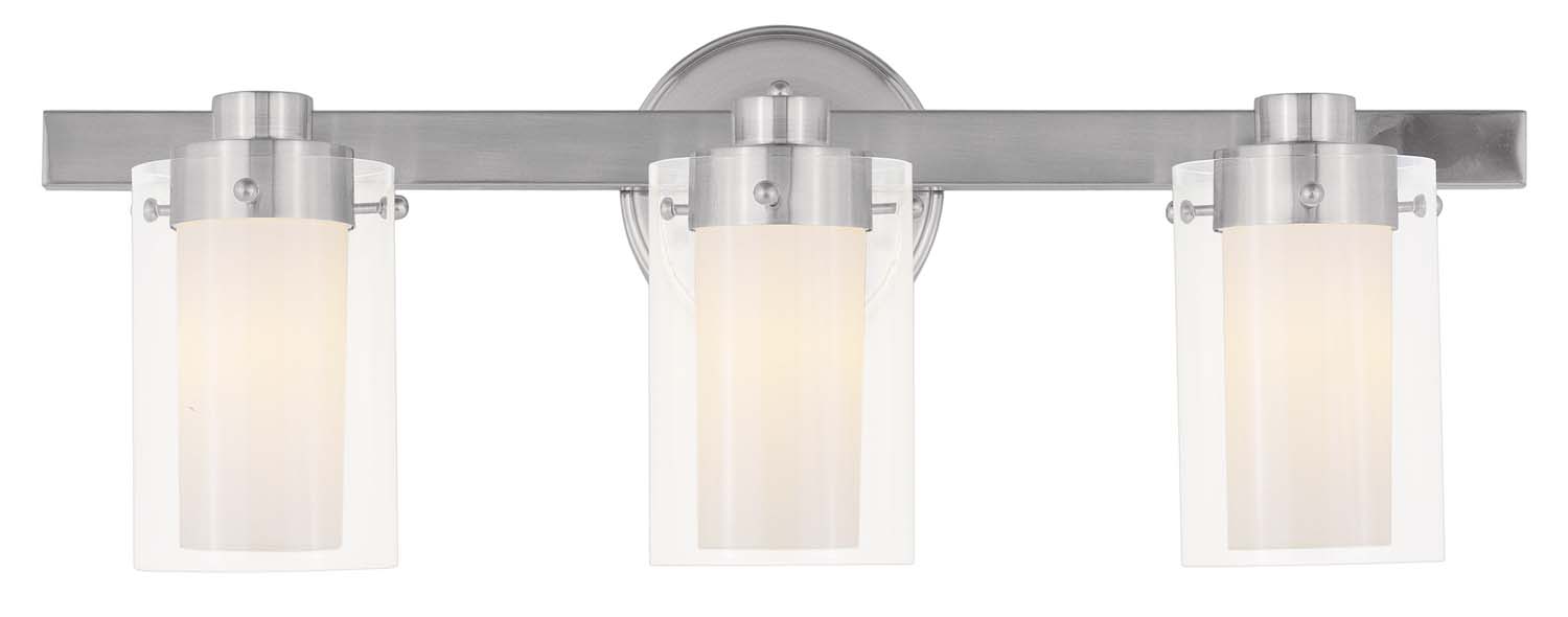 Photos - Chandelier / Lamp Livex Brushed Nickel Three Light Bath Vanity from the Manhattan Collection 1543-91