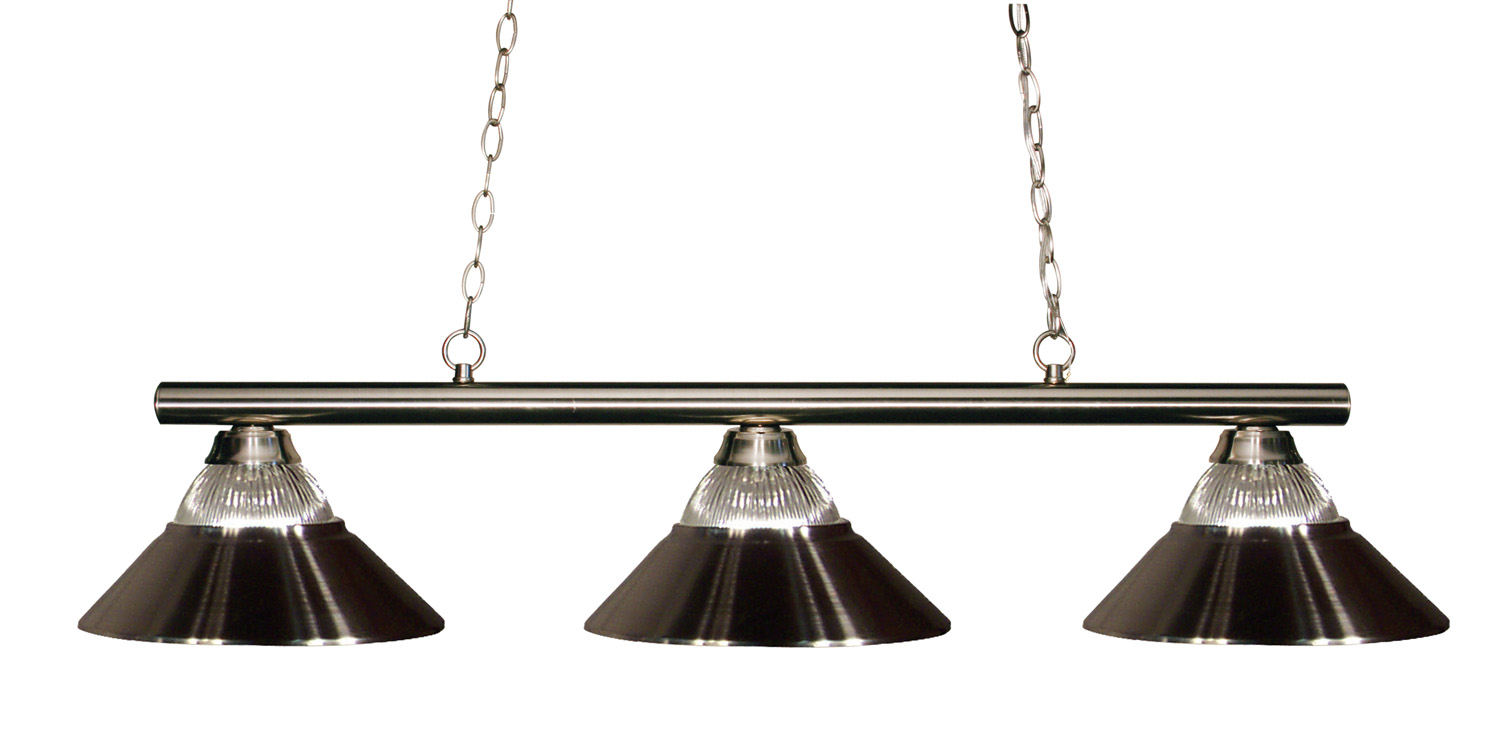 Three Light Billiard by Z-Lite - Sharp Shooter Collection, Brushed Nickel Finish - 155-3BN-RBN