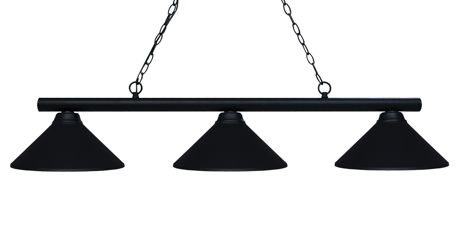 Three Light Billiard by Z-Lite - Sharp Shooter Collection, Matte Black Finish - 155-3MB-MMB