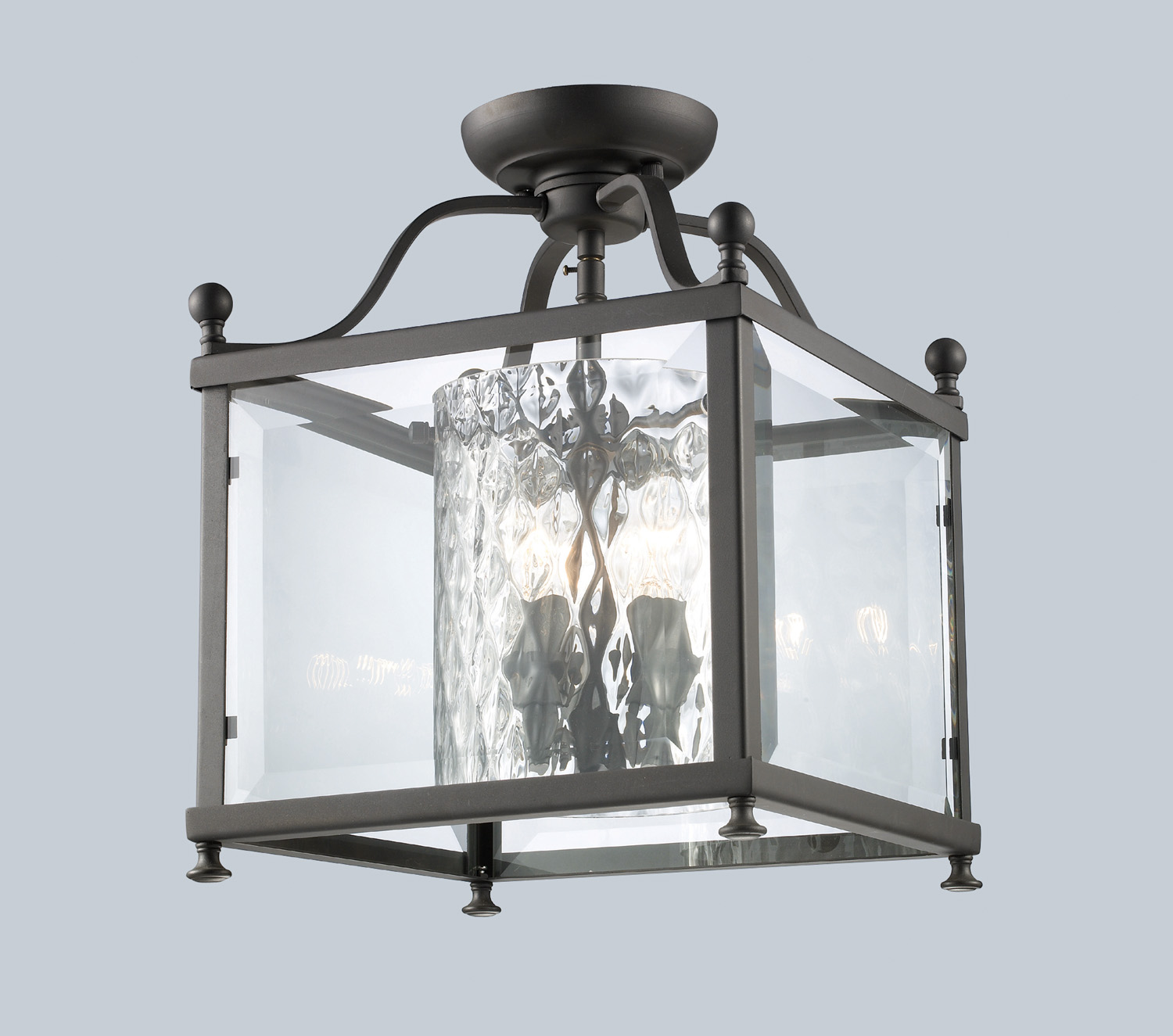 Three Light Semi Flush Mount by Z-Lite - Fairview Collection, Bronze Finish - 177-3SF-M