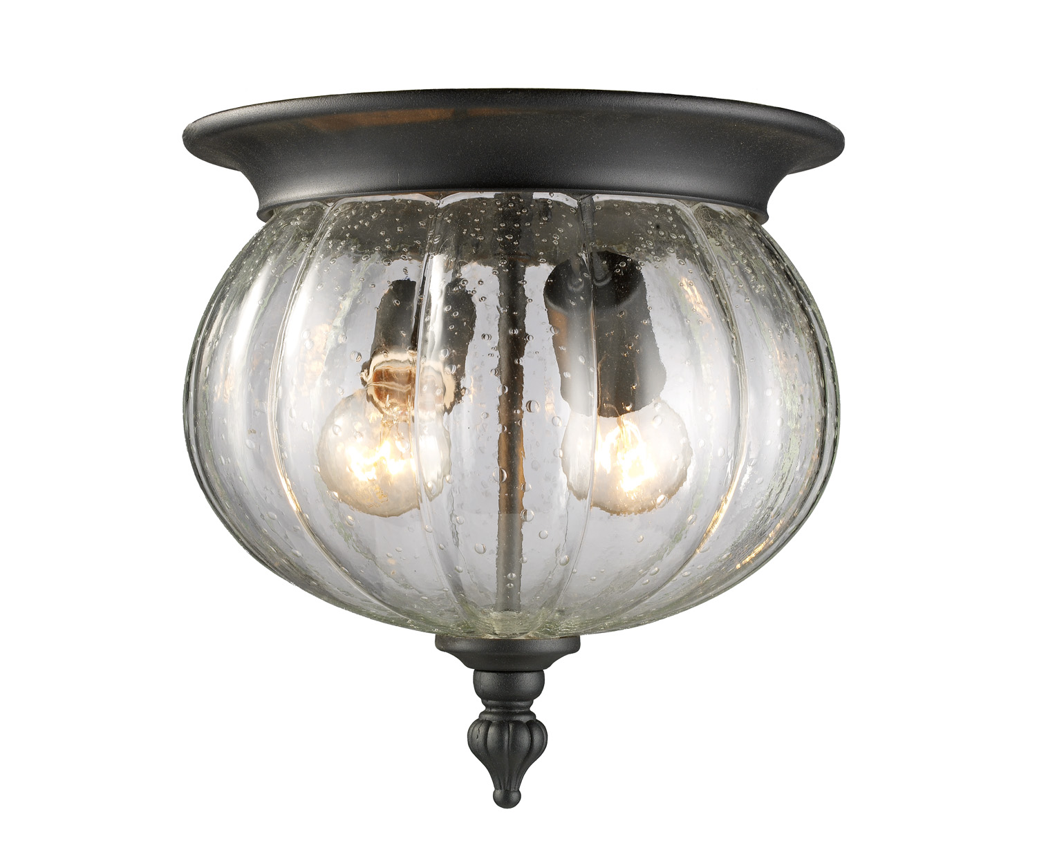 Two Light Outdoor Flush Mount by Z-Lite - Belmont Collection, Black Finish - 516F-BK