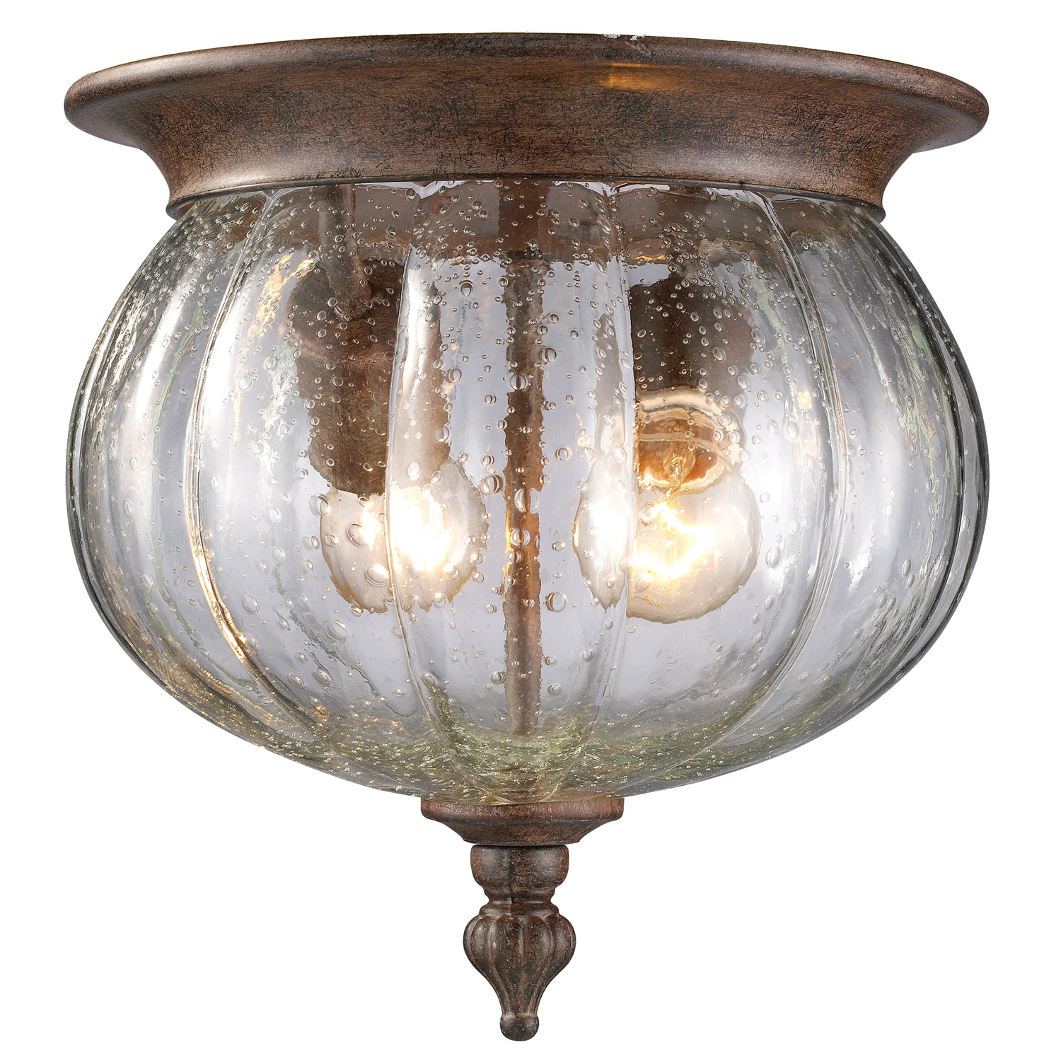Two Light Outdoor Flush Mount by Z-Lite - Belmont Collection, Weathered Bronze Finish - 516F-WB