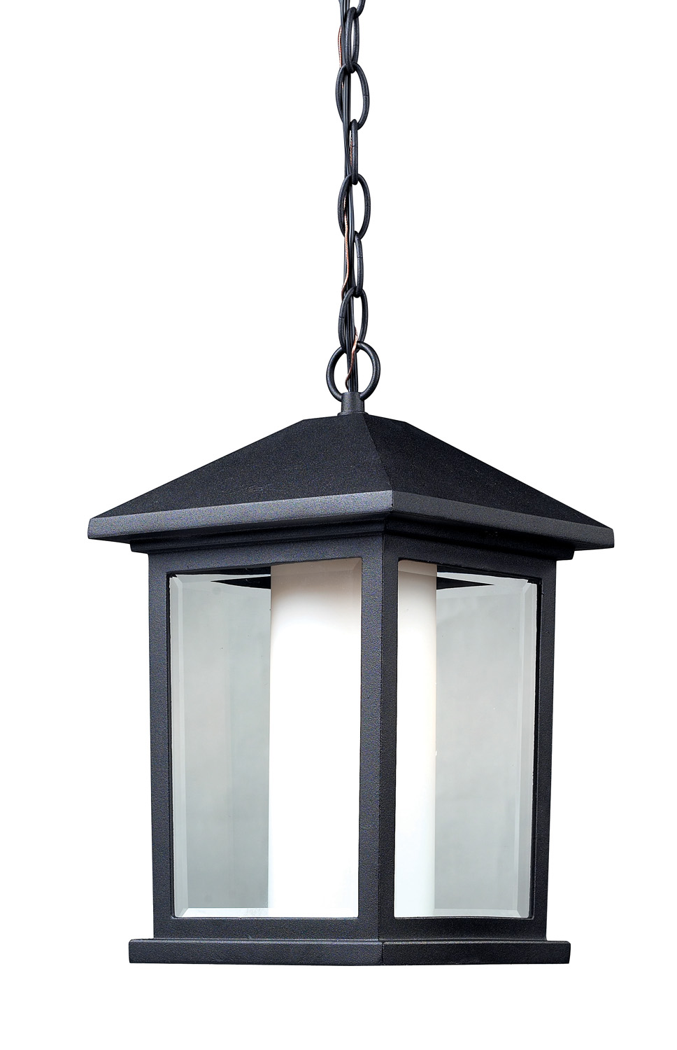 One Light Outdoor Chain Mount Ceiling Fixture by Z-Lite - Mesa Collection, Black Finish - 523CHM
